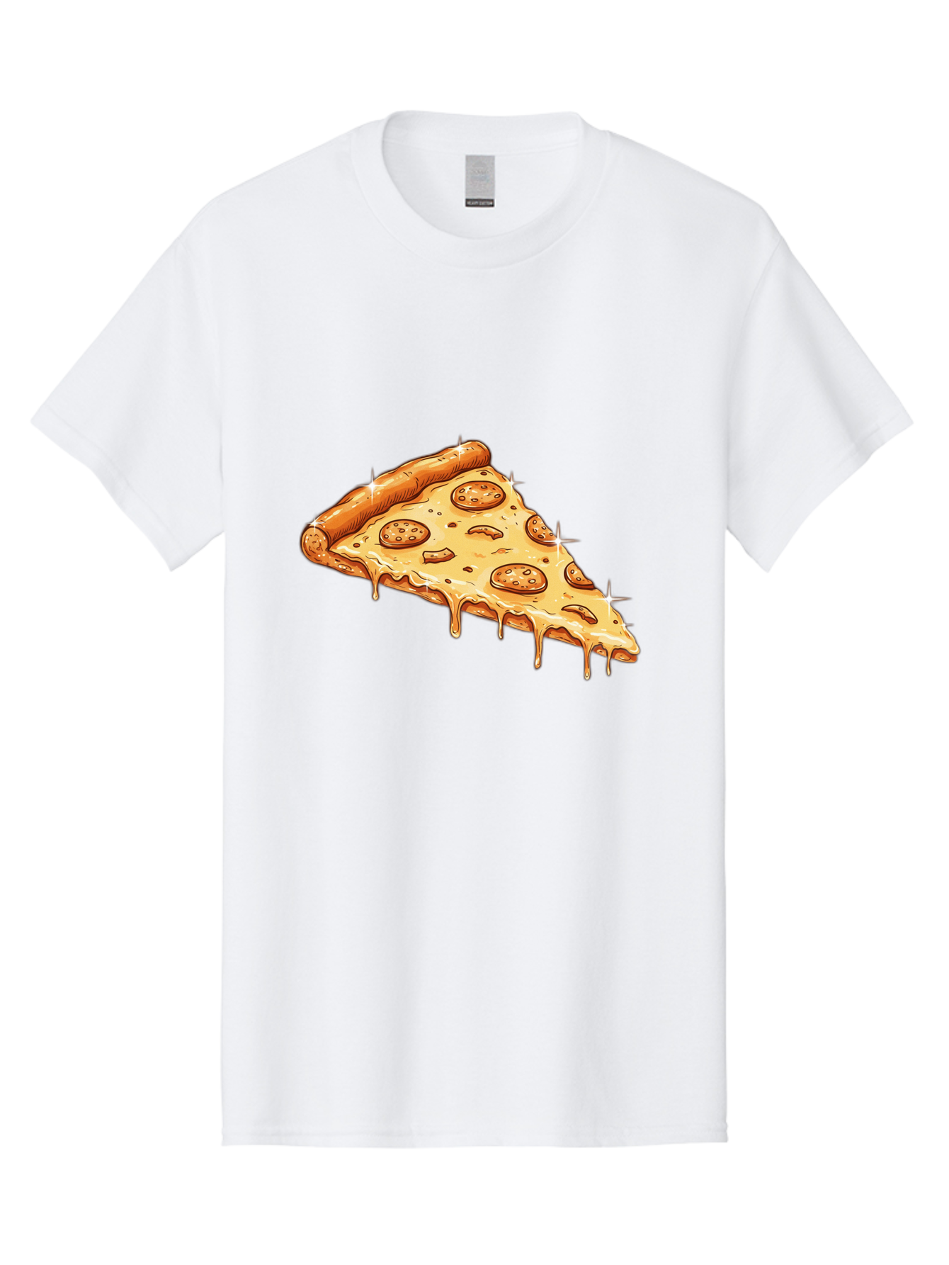 Pizza-Slice-18 Men'S Graphic Tee, 100% Cotton, Comfortable Casual Summer Wear, Machine Washable, Cheesy Pizza Slice, Pepperoni Pizza, Gooey Cheese, Delicious Food, Pizza Toppings, Tasty Treat, Italian Cuisine, Melty Cheese, Savory Delight Bac278