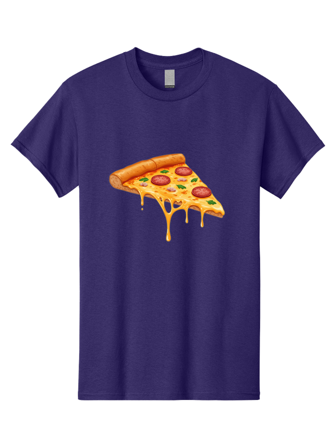 Pizza-Slice-19 Men'S Graphic Tee, 100% Cotton, Comfortable Casual Summer Wear, Machine Washable, Pepperoni Pizza Slice, Melted Cheese, Gooey Cheese, Pepperoni, Basil, Italian Food, Pizza Lover, Cheesy Goodness, Savory Delight, Foodie, Bac279