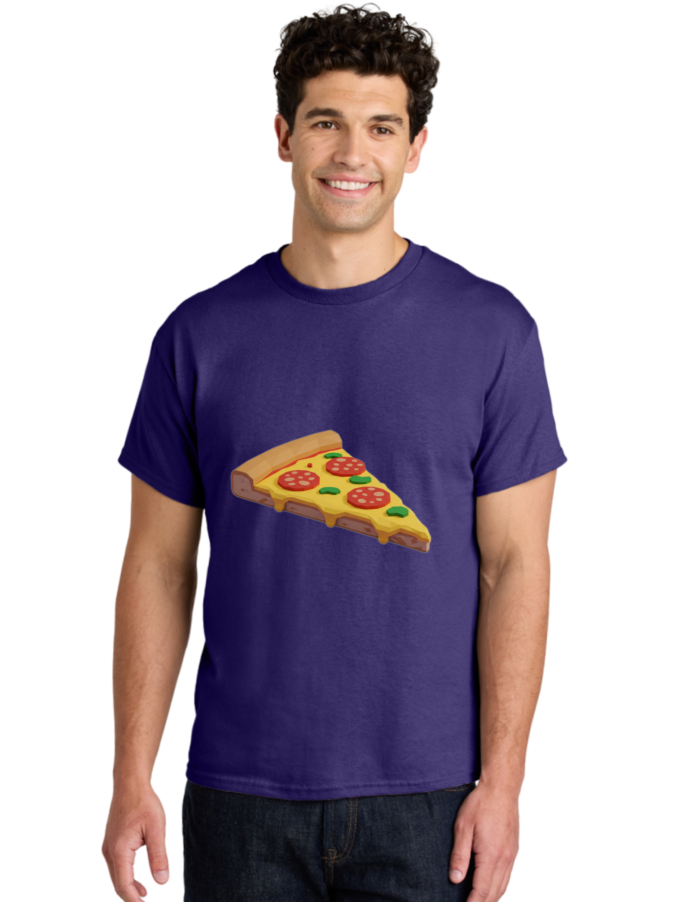 Pizza-Slice-2 Men'S Graphic Tee, 100% Cotton, Comfortable Casual Summer Wear, Machine Washable, Delicious Pizza, Pizza Slice, Cheese, Pepperoni, Basil, Italian Food, Mouth-Watering, Foodie, Tasty, Appetizing, Savory, Hunger, Takeout, Dinner Bac280
