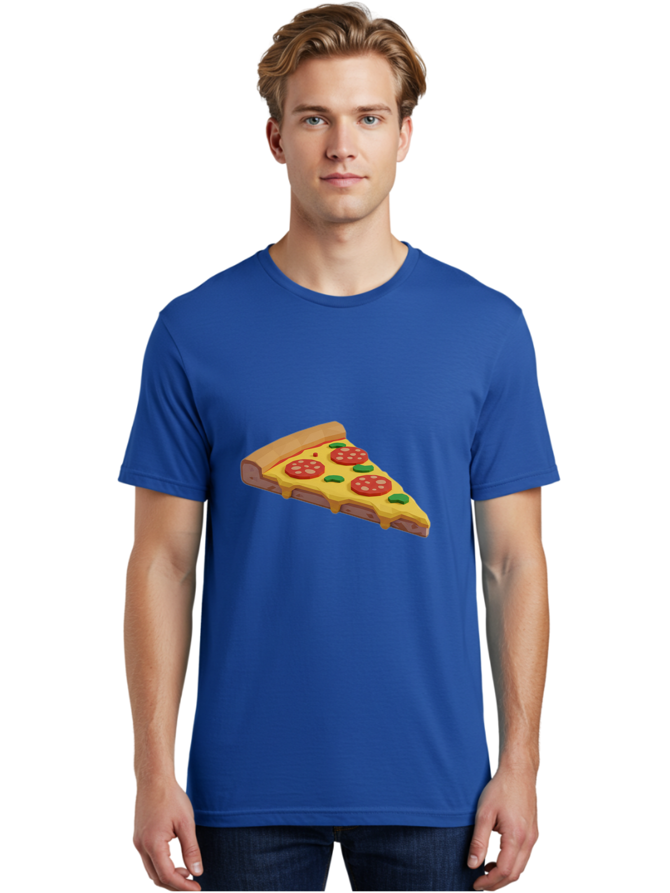 Pizza-Slice-2 Men'S Graphic Tee, 100% Cotton, Comfortable Casual Summer Wear, Machine Washable, Delicious Pizza, Pizza Slice, Cheese, Pepperoni, Basil, Italian Food, Mouth-Watering, Foodie, Tasty, Appetizing, Savory, Hunger, Takeout, Dinner Bac280