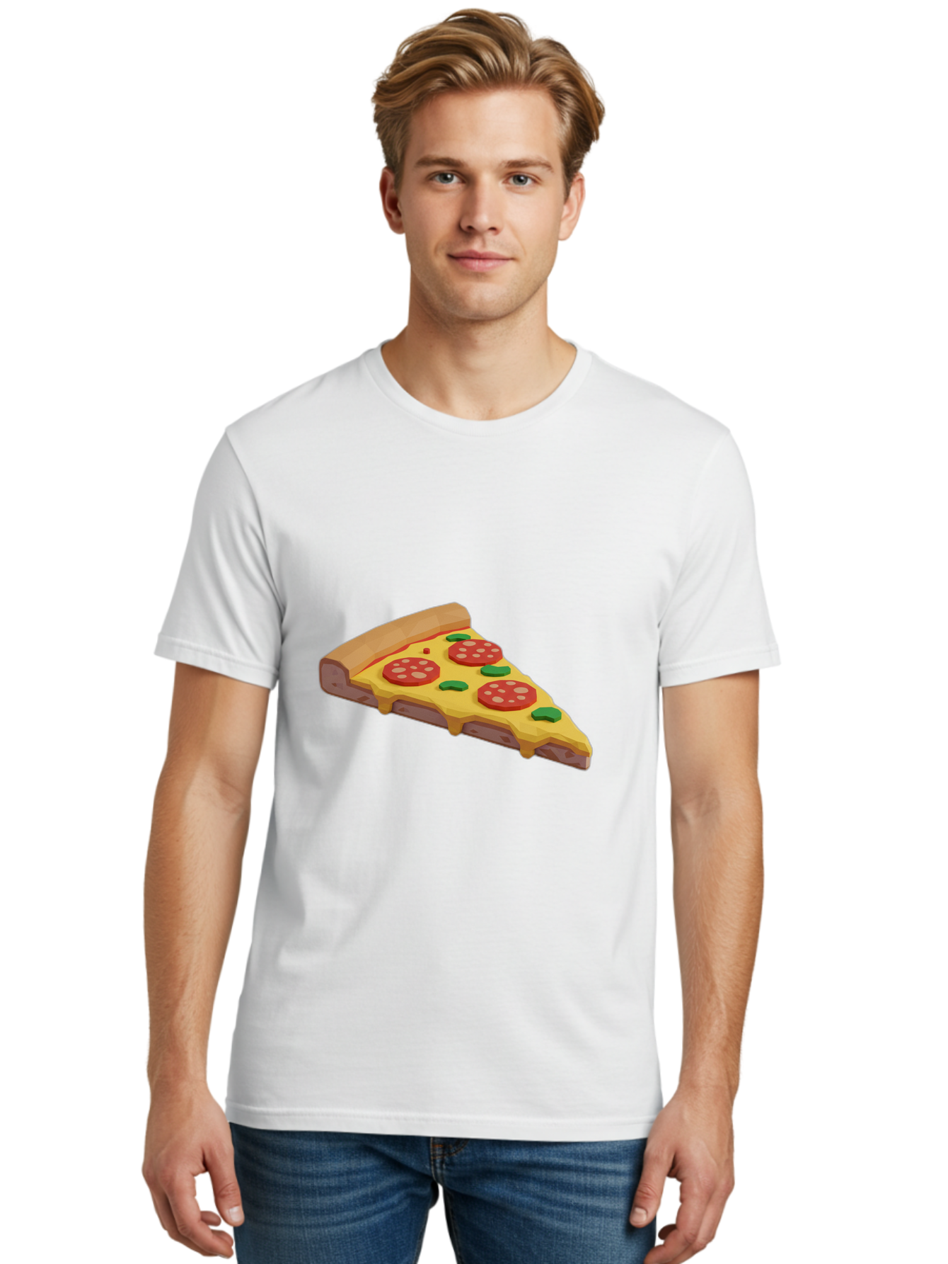 Pizza-Slice-2 Men'S Graphic Tee, 100% Cotton, Comfortable Casual Summer Wear, Machine Washable, Delicious Pizza, Pizza Slice, Cheese, Pepperoni, Basil, Italian Food, Mouth-Watering, Foodie, Tasty, Appetizing, Savory, Hunger, Takeout, Dinner Bac280