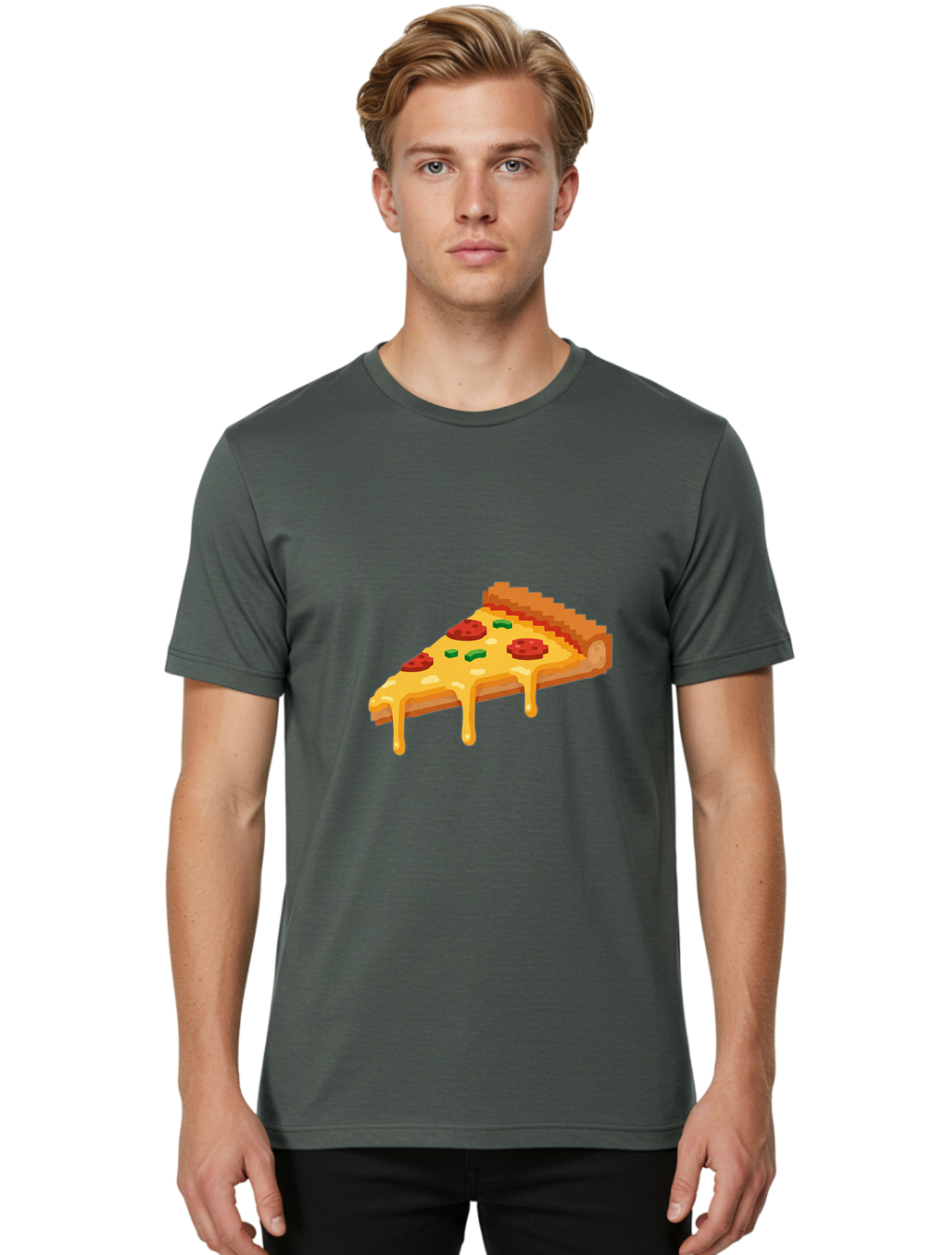 Pizza-Slice-20 Men'S Graphic Tee, 100% Cotton, Comfortable Casual Summer Wear, Machine Washable, Cheesy Pizza, Pepperoni Pizza, Pizza Topping, Melted Cheese, Food Illustration, Cartoon Food, Italian Cuisine, Pizza Slice, Savory Treat, Bac281