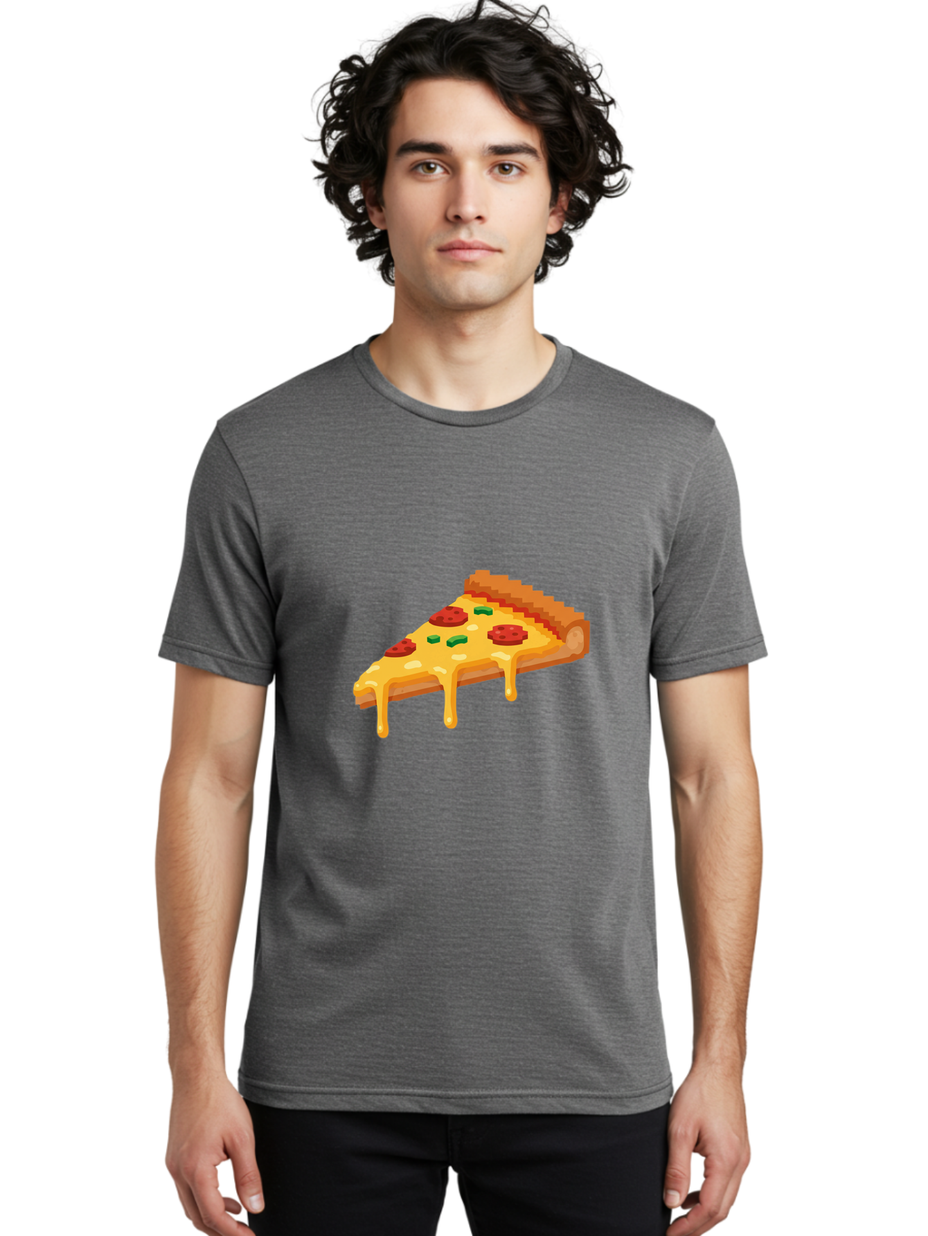 Pizza-Slice-20 Men'S Graphic Tee, 100% Cotton, Comfortable Casual Summer Wear, Machine Washable, Cheesy Pizza, Pepperoni Pizza, Pizza Topping, Melted Cheese, Food Illustration, Cartoon Food, Italian Cuisine, Pizza Slice, Savory Treat, Bac281