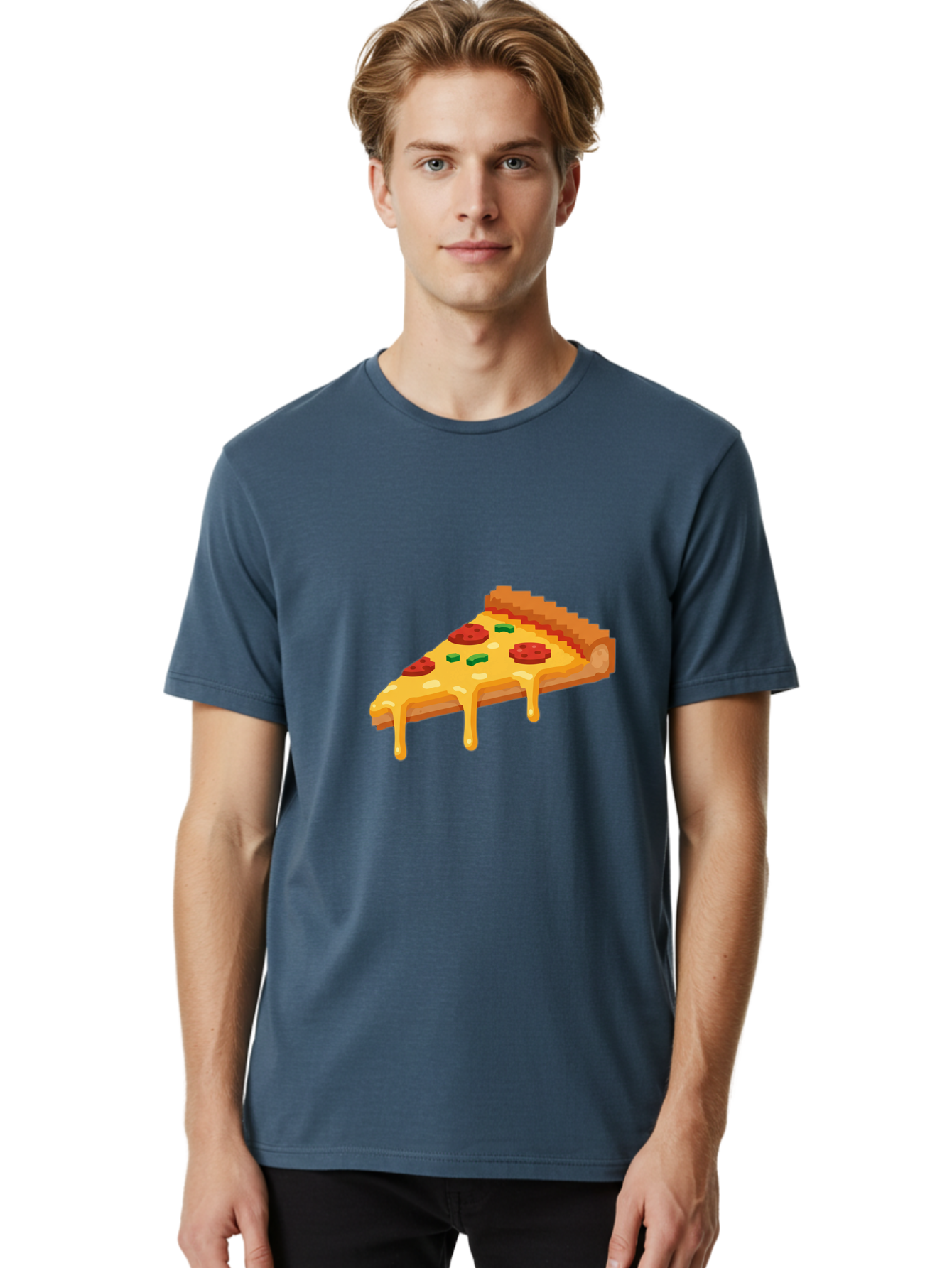 Pizza-Slice-20 Men'S Graphic Tee, 100% Cotton, Comfortable Casual Summer Wear, Machine Washable, Cheesy Pizza, Pepperoni Pizza, Pizza Topping, Melted Cheese, Food Illustration, Cartoon Food, Italian Cuisine, Pizza Slice, Savory Treat, Bac281