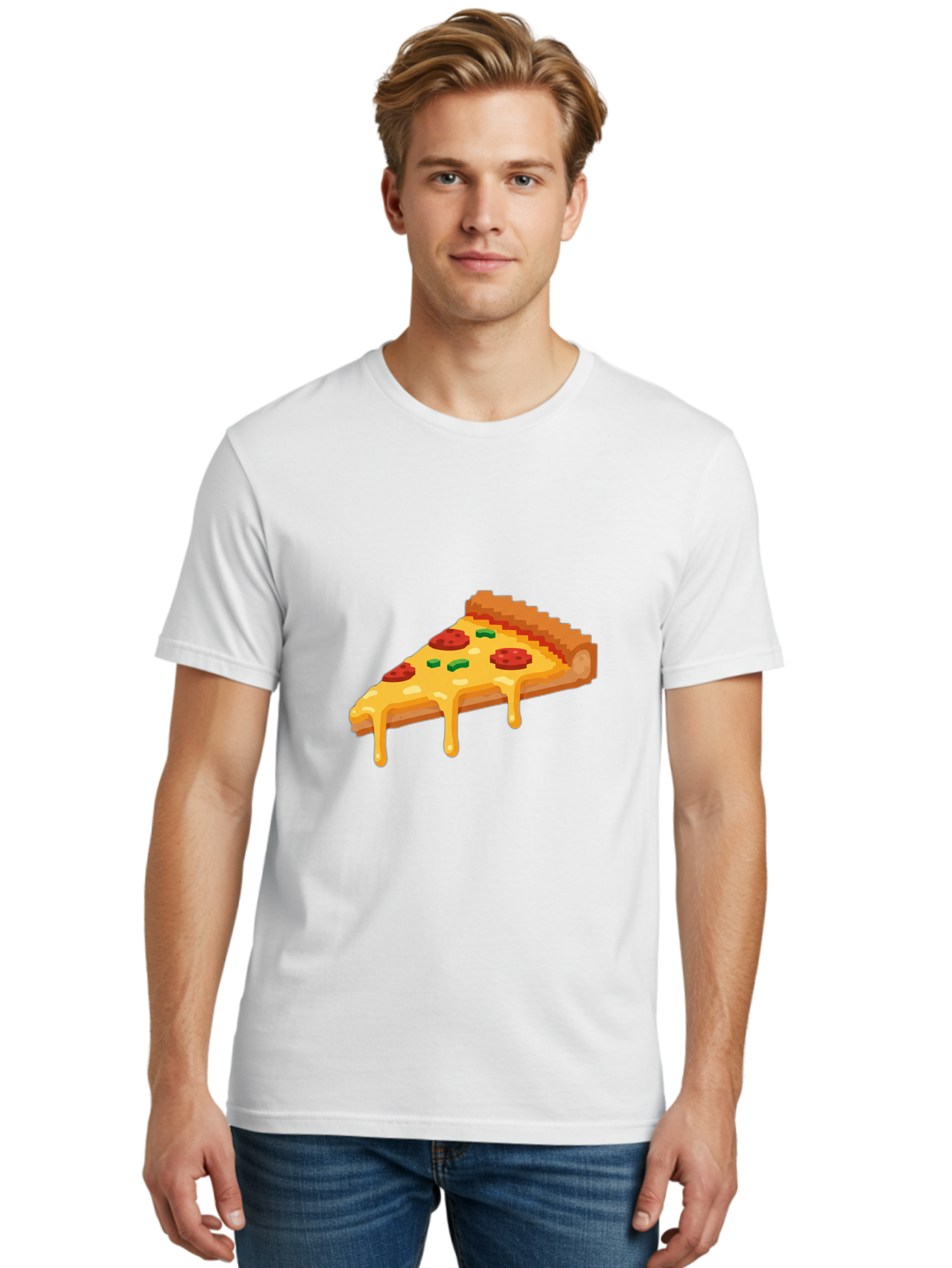 Pizza-Slice-20 Men'S Graphic Tee, 100% Cotton, Comfortable Casual Summer Wear, Machine Washable, Cheesy Pizza, Pepperoni Pizza, Pizza Topping, Melted Cheese, Food Illustration, Cartoon Food, Italian Cuisine, Pizza Slice, Savory Treat, Bac281