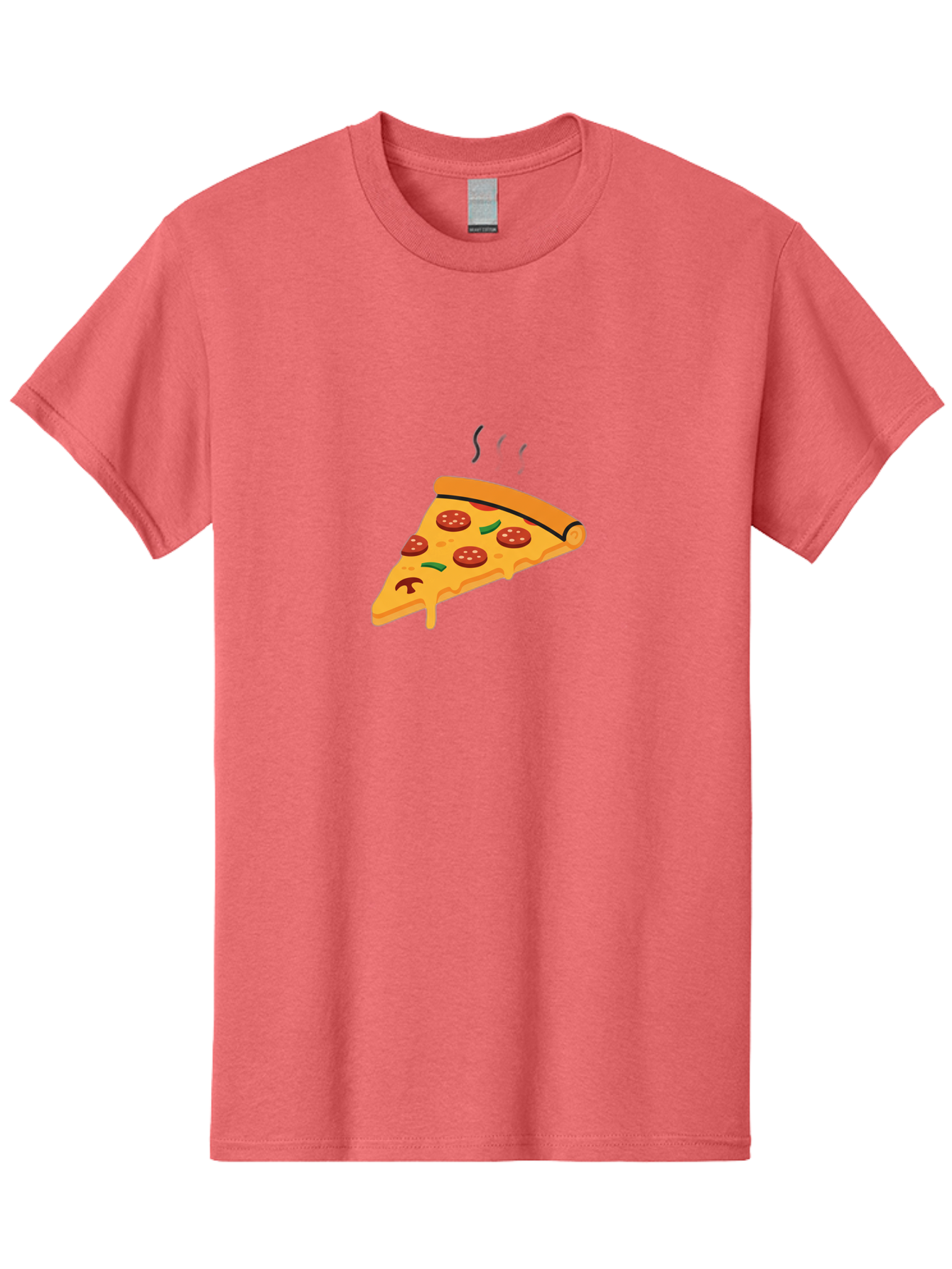 Pizza-Slice-21 Men'S Graphic Tee, 100% Cotton, Comfortable Casual Summer Wear, Machine Washable, Pepperoni Pizza Slice, Melted Cheese, Green Peppers, Hot Food, Cartoon Style, Savory Delight, Freshly Baked Pizza, Tasty Treat, Gooey Strings Bac282
