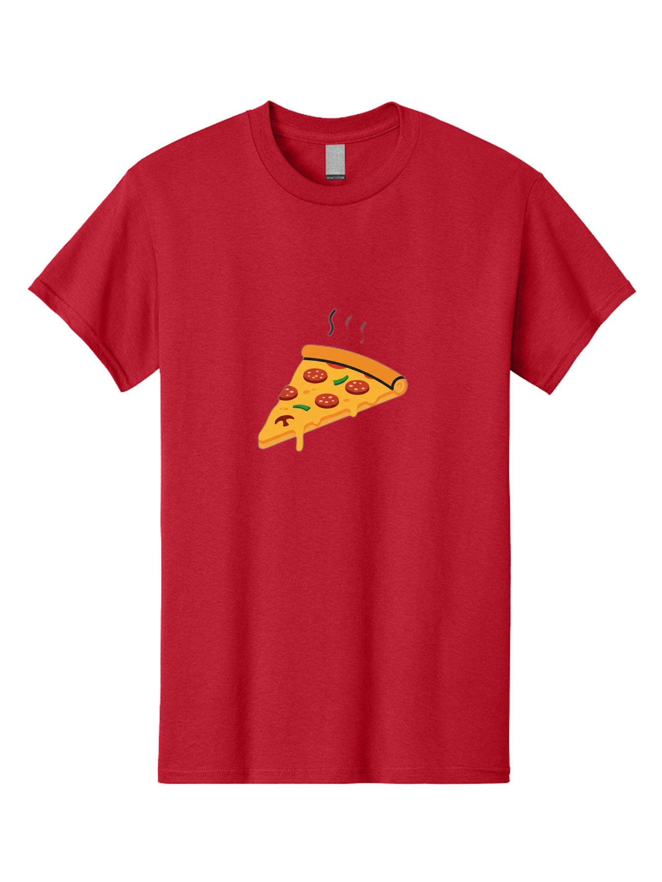 Pizza-Slice-21 Men'S Graphic Tee, 100% Cotton, Comfortable Casual Summer Wear, Machine Washable, Pepperoni Pizza Slice, Melted Cheese, Green Peppers, Hot Food, Cartoon Style, Savory Delight, Freshly Baked Pizza, Tasty Treat, Gooey Strings Bac282