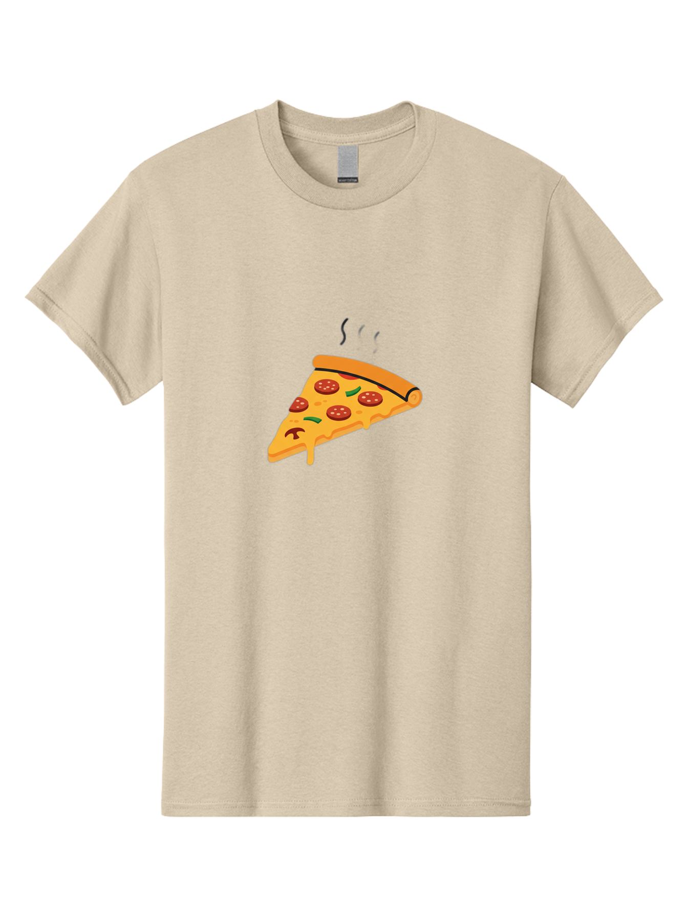 Pizza-Slice-21 Men'S Graphic Tee, 100% Cotton, Comfortable Casual Summer Wear, Machine Washable, Pepperoni Pizza Slice, Melted Cheese, Green Peppers, Hot Food, Cartoon Style, Savory Delight, Freshly Baked Pizza, Tasty Treat, Gooey Strings Bac282