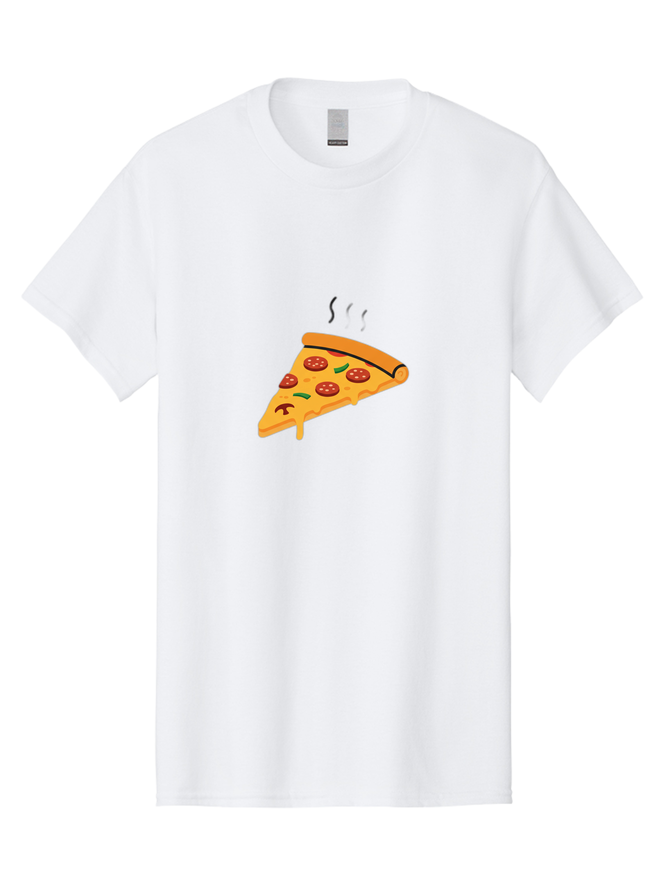 Pizza-Slice-21 Men'S Graphic Tee, 100% Cotton, Comfortable Casual Summer Wear, Machine Washable, Pepperoni Pizza Slice, Melted Cheese, Green Peppers, Hot Food, Cartoon Style, Savory Delight, Freshly Baked Pizza, Tasty Treat, Gooey Strings Bac282