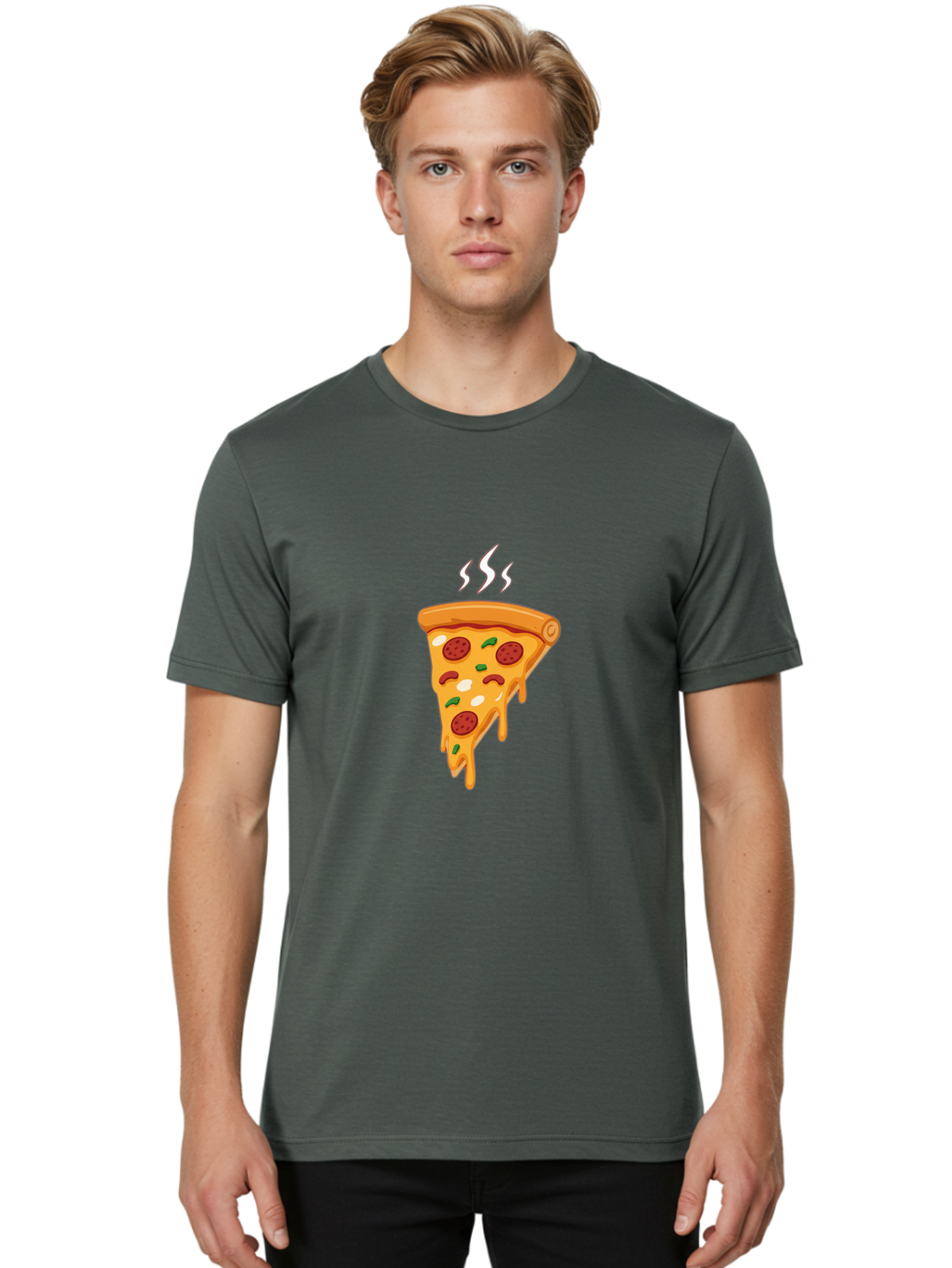 Pizza-Slice-22 Men'S Graphic Tee, 100% Cotton, Comfortable Casual Summer Wear, Machine Washable, Pepperoni Pizza, Melted Cheese, Gooey Goodness, Savory Delight, Hot Pizza, Cheesy Pizza Slice, Delicious Toppings, Italian Food, Pizza Love, Bac283