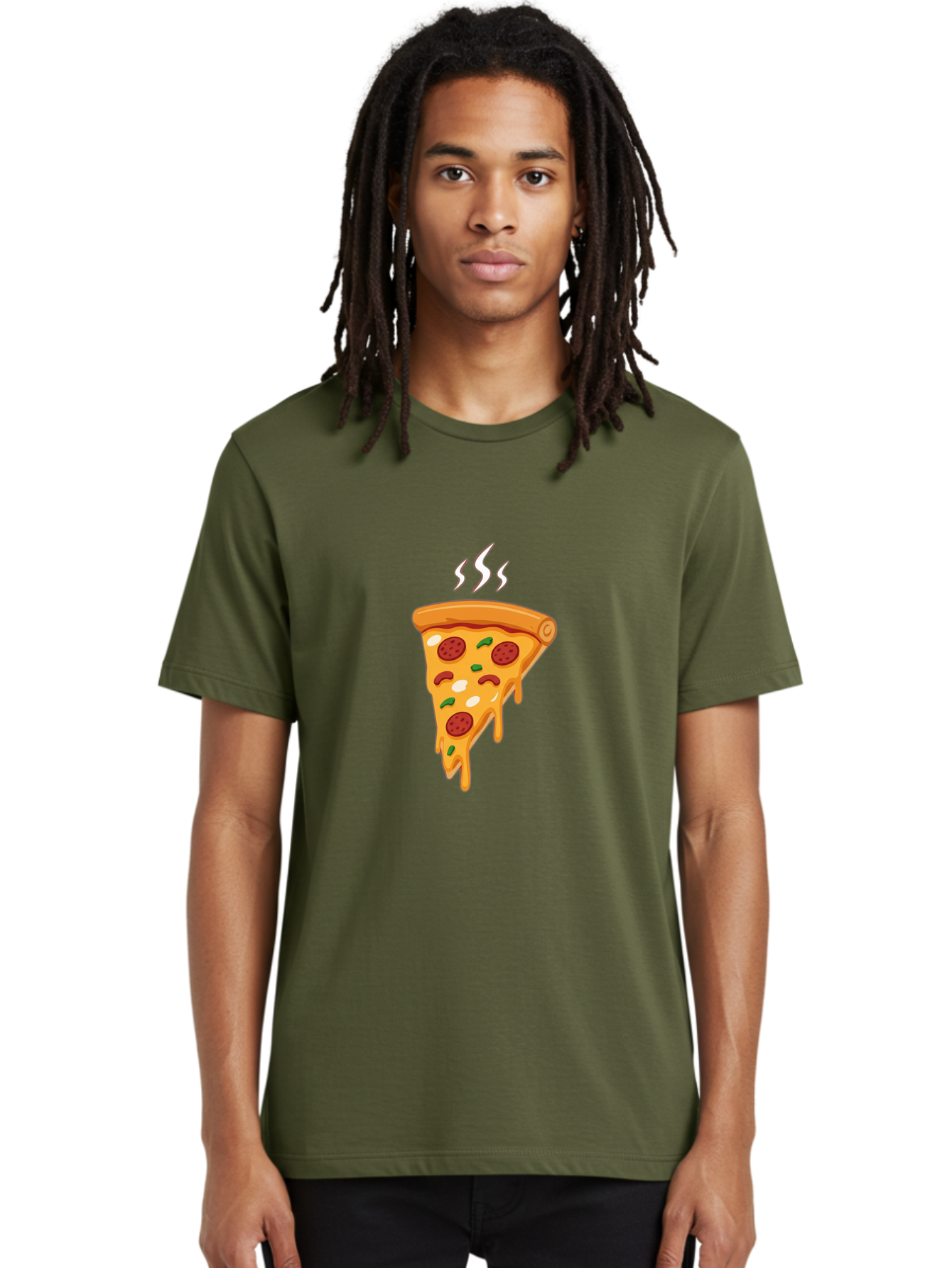 Pizza-Slice-22 Men'S Graphic Tee, 100% Cotton, Comfortable Casual Summer Wear, Machine Washable, Pepperoni Pizza, Melted Cheese, Gooey Goodness, Savory Delight, Hot Pizza, Cheesy Pizza Slice, Delicious Toppings, Italian Food, Pizza Love, Bac283
