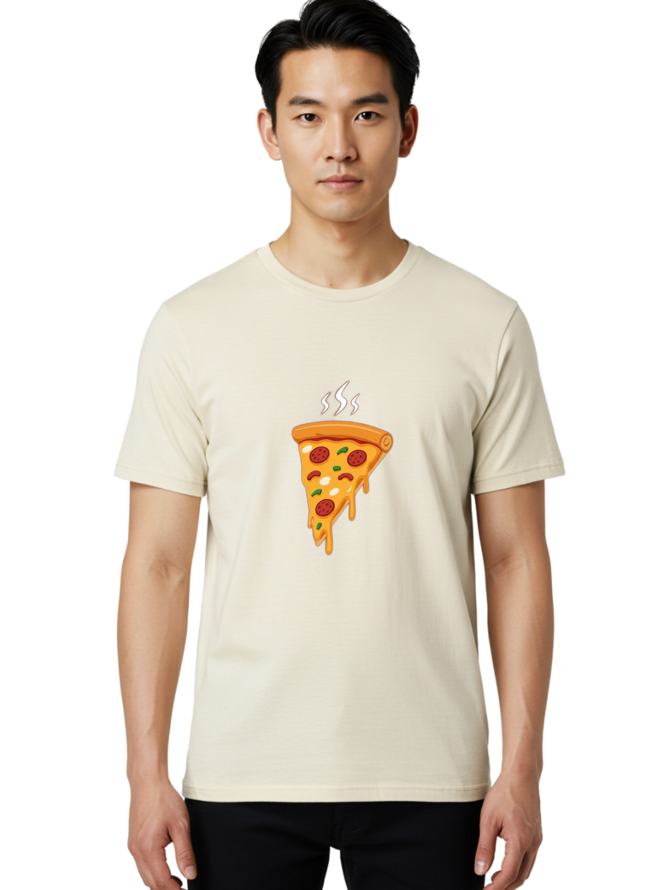 Pizza-Slice-22 Men'S Graphic Tee, 100% Cotton, Comfortable Casual Summer Wear, Machine Washable, Pepperoni Pizza, Melted Cheese, Gooey Goodness, Savory Delight, Hot Pizza, Cheesy Pizza Slice, Delicious Toppings, Italian Food, Pizza Love, Bac283