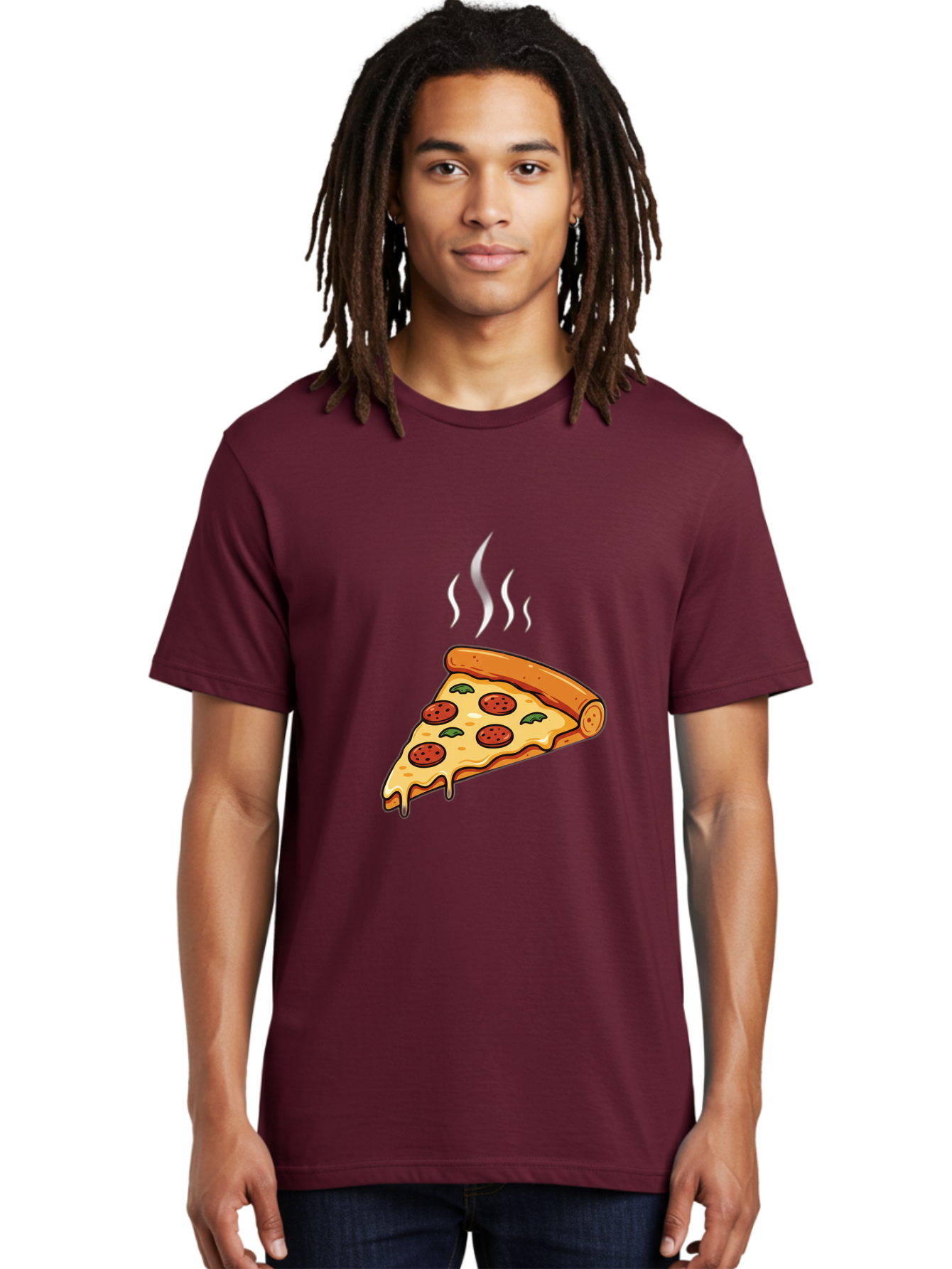 Pizza-Slice-23 Men'S Graphic Tee, 100% Cotton, Comfortable Casual Summer Wear, Machine Washable, Pepperoni Pizza, Melted Cheese, Fresh Basil, Hot Pizza, Italian Food, Savory Toppings, Crispy Crust, Delicious Meal Bac284