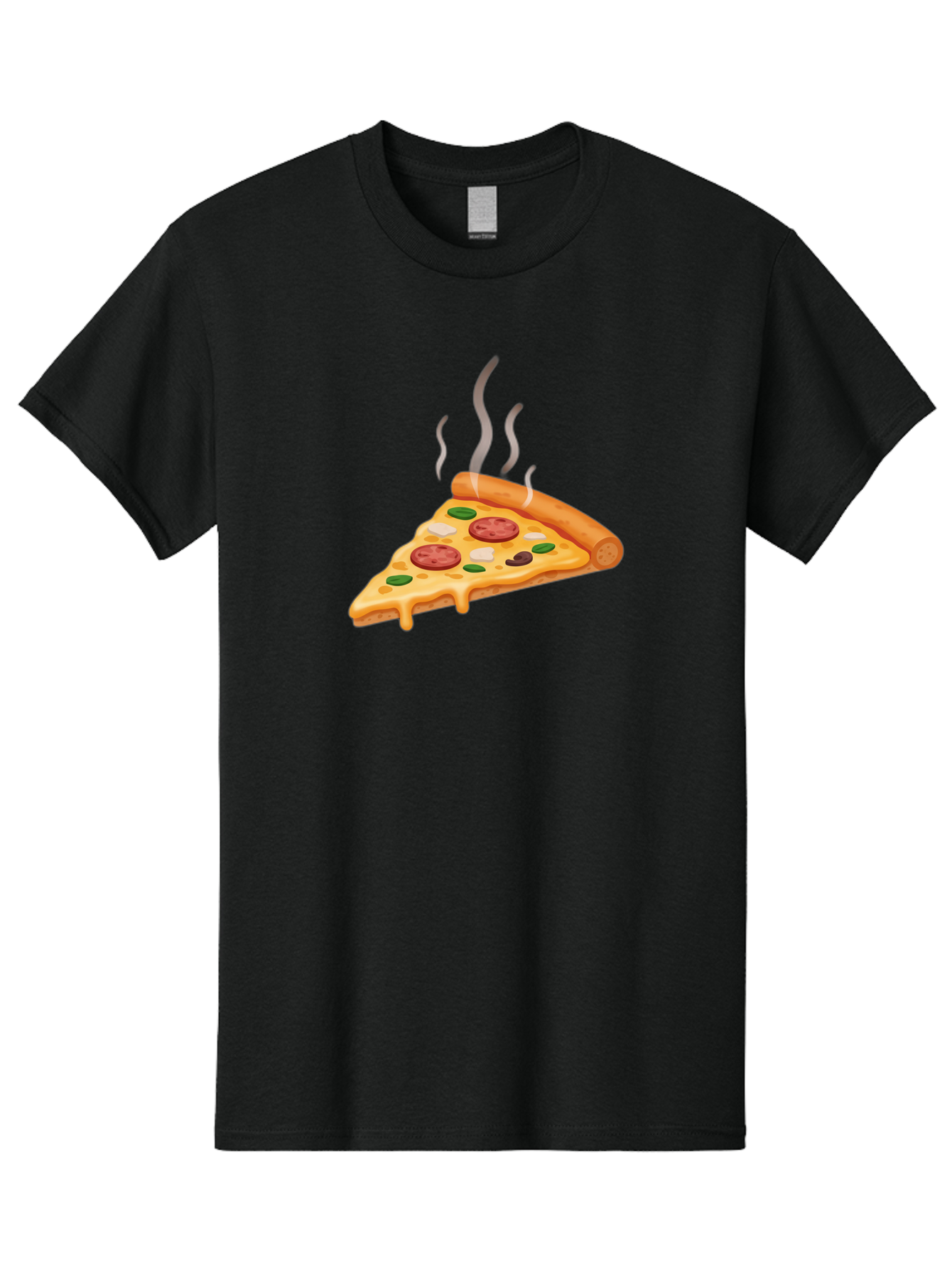 Pizza-Slice-25 Men'S Graphic Tee, 100% Cotton, Comfortable Casual Summer Wear, Machine Washable, Hot Pizza Slice, Melted Cheese, Pepperoni, Green Peppers, Olives, Italian Cuisine, Delicious Food, Savory Toppings, Foodie, Pizza Lovers Bac286