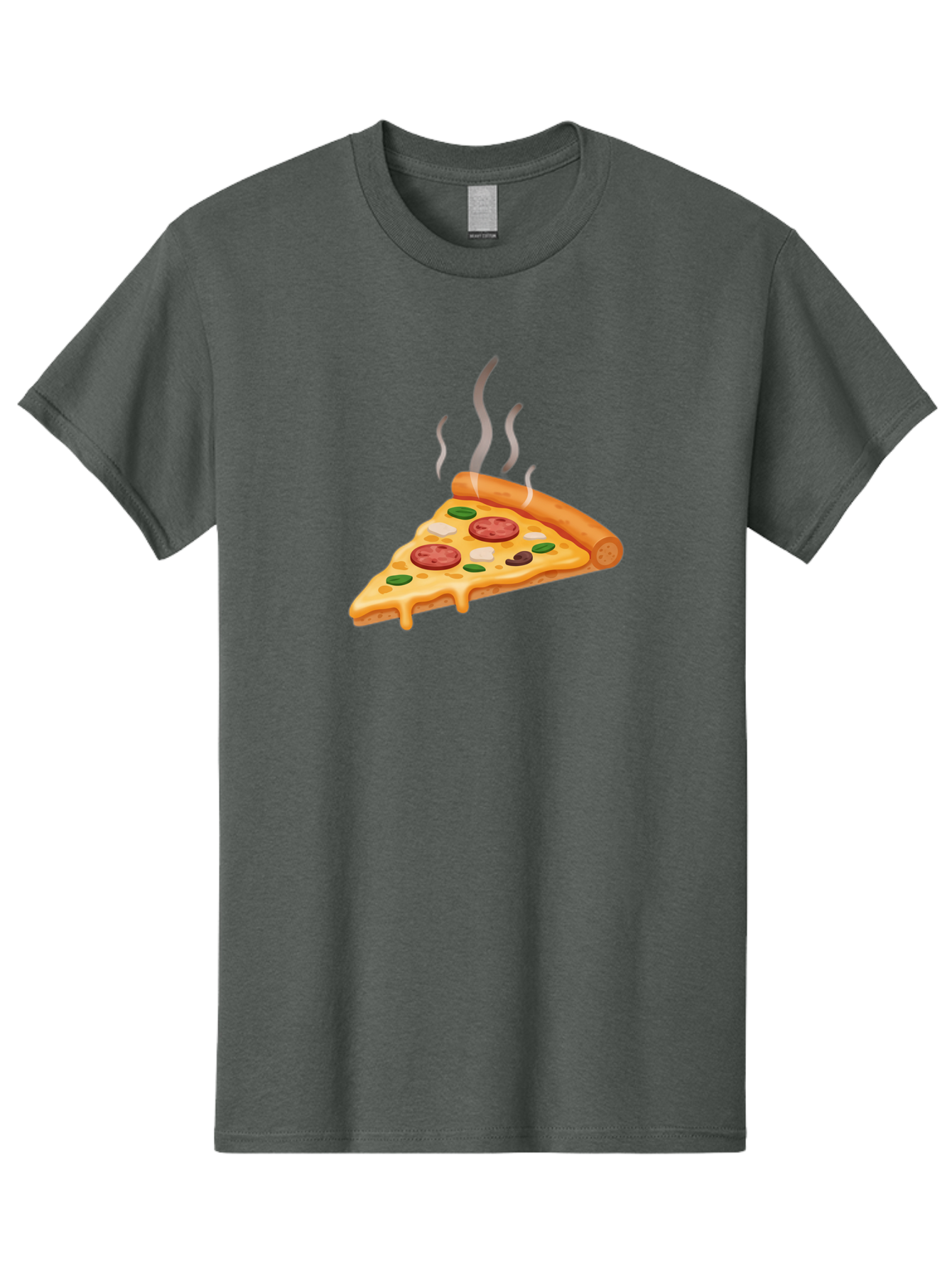 Pizza-Slice-25 Men'S Graphic Tee, 100% Cotton, Comfortable Casual Summer Wear, Machine Washable, Hot Pizza Slice, Melted Cheese, Pepperoni, Green Peppers, Olives, Italian Cuisine, Delicious Food, Savory Toppings, Foodie, Pizza Lovers Bac286