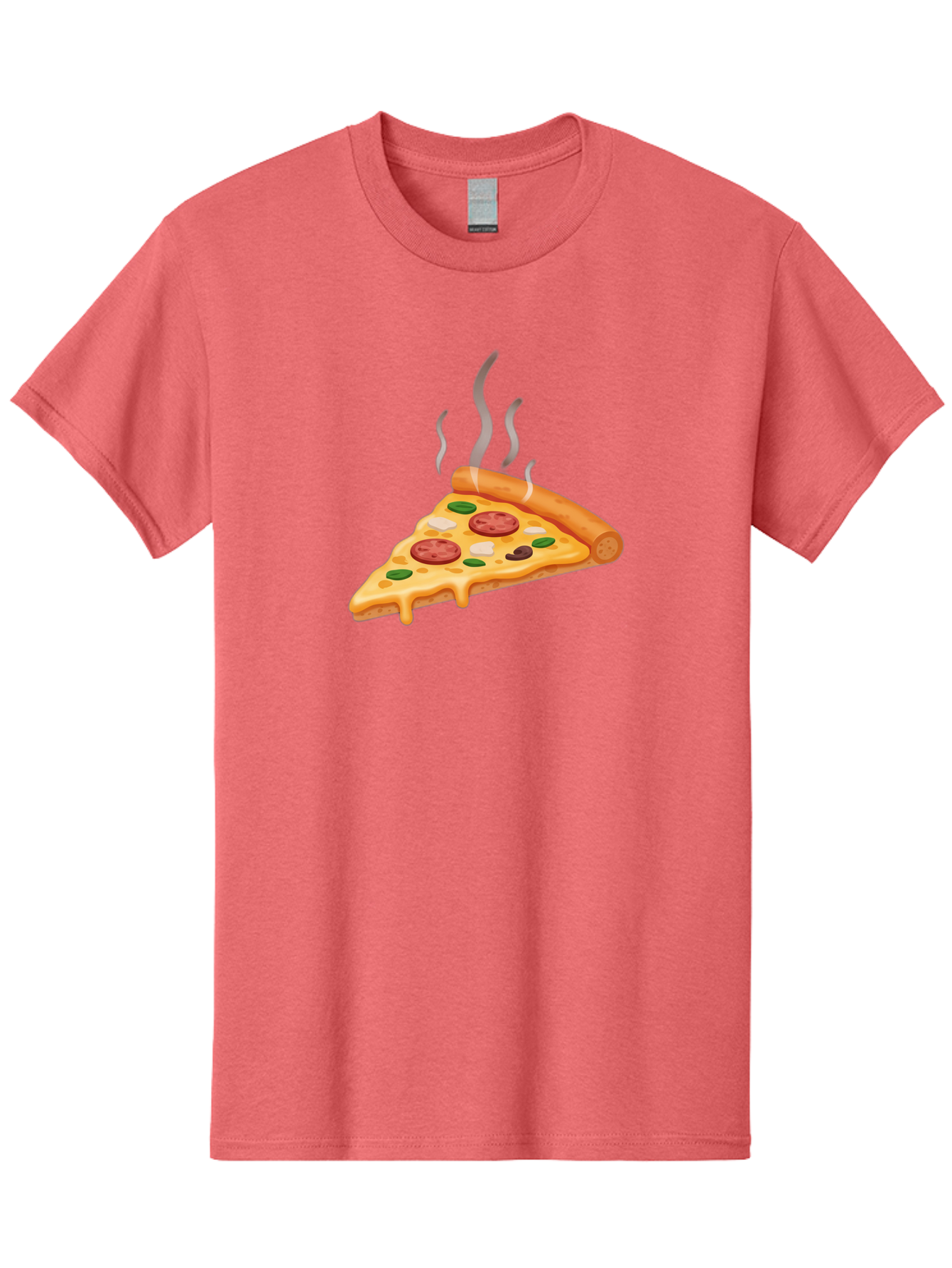 Pizza-Slice-25 Men'S Graphic Tee, 100% Cotton, Comfortable Casual Summer Wear, Machine Washable, Hot Pizza Slice, Melted Cheese, Pepperoni, Green Peppers, Olives, Italian Cuisine, Delicious Food, Savory Toppings, Foodie, Pizza Lovers Bac286