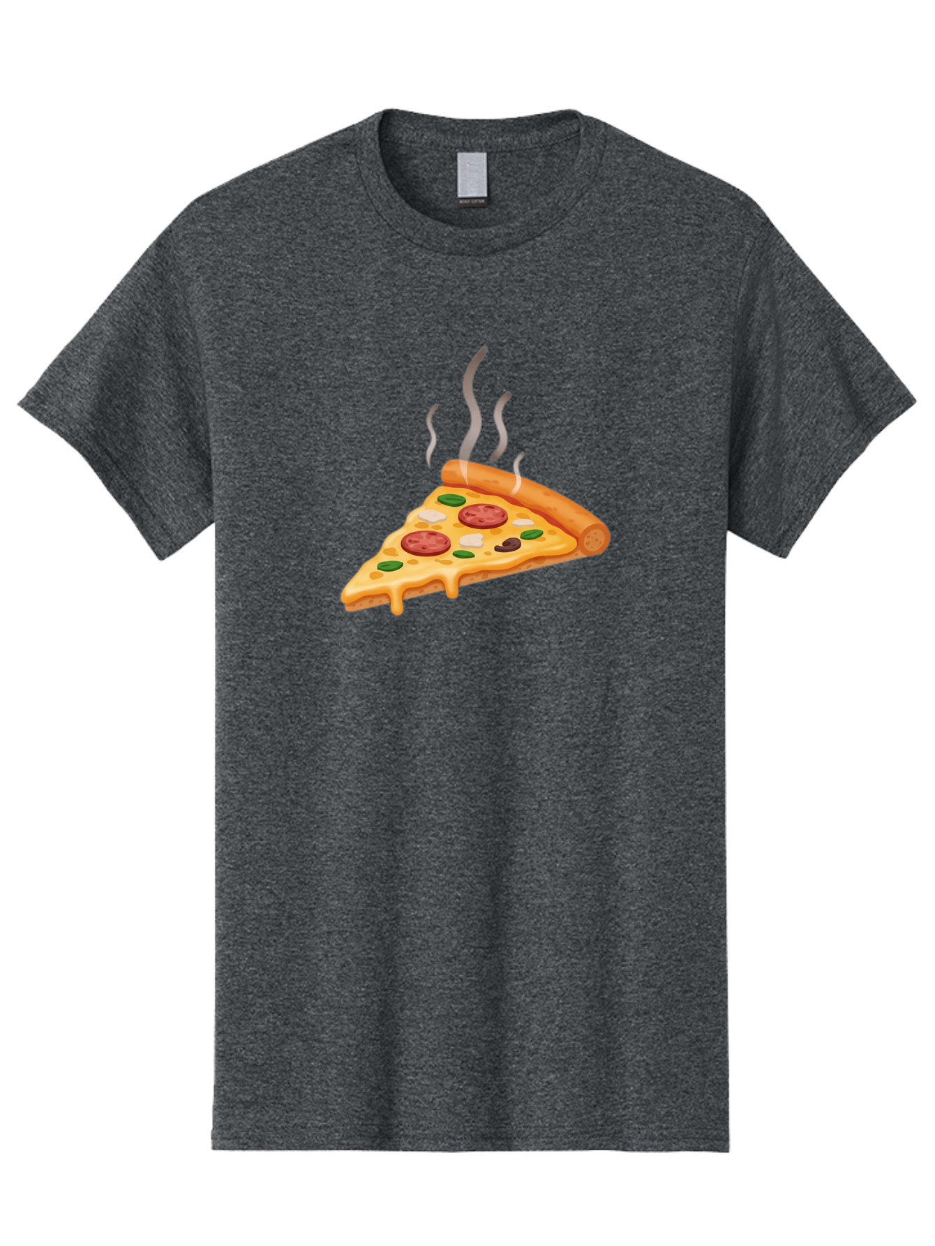 Pizza-Slice-25 Men'S Graphic Tee, 100% Cotton, Comfortable Casual Summer Wear, Machine Washable, Hot Pizza Slice, Melted Cheese, Pepperoni, Green Peppers, Olives, Italian Cuisine, Delicious Food, Savory Toppings, Foodie, Pizza Lovers Bac286