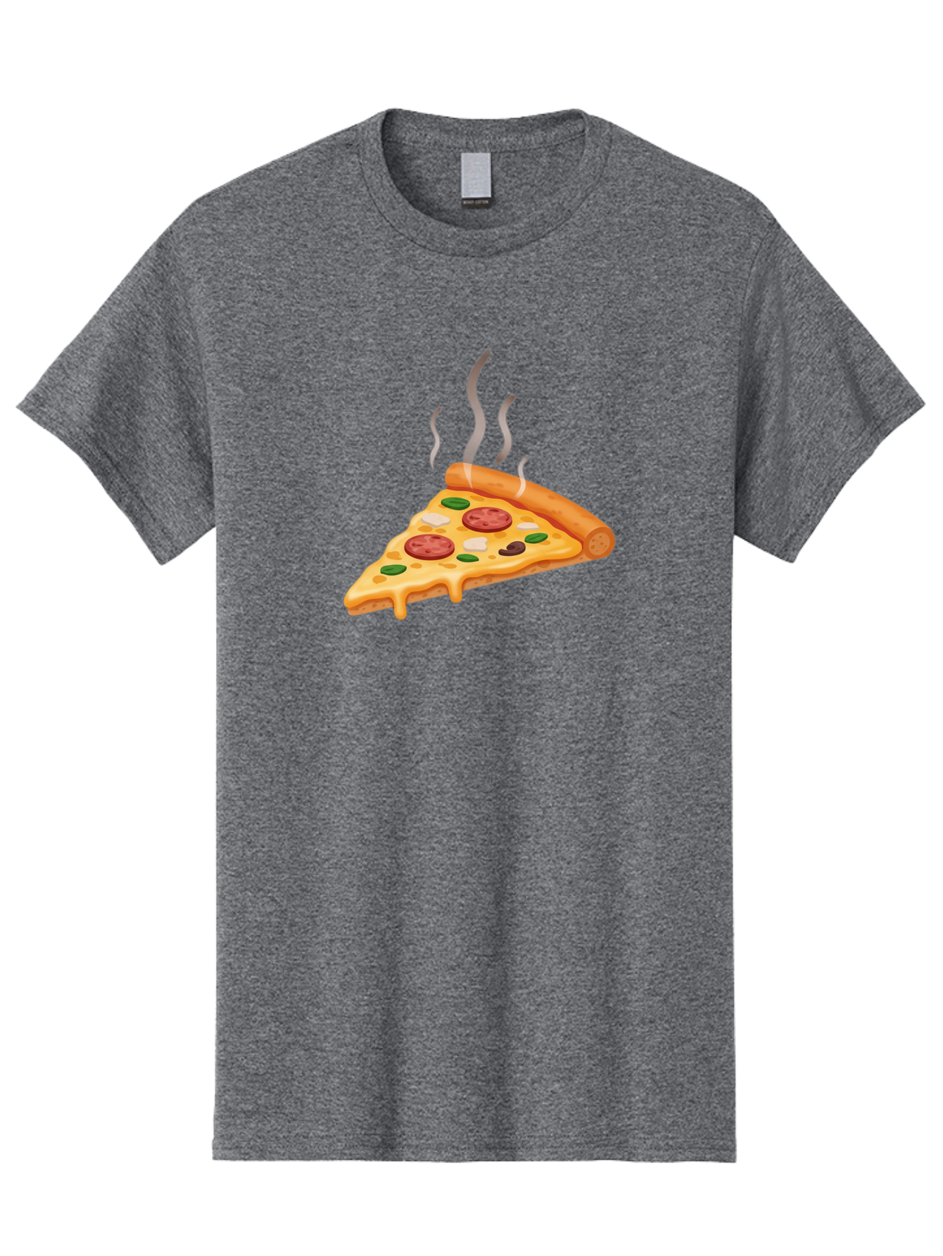 Pizza-Slice-25 Men'S Graphic Tee, 100% Cotton, Comfortable Casual Summer Wear, Machine Washable, Hot Pizza Slice, Melted Cheese, Pepperoni, Green Peppers, Olives, Italian Cuisine, Delicious Food, Savory Toppings, Foodie, Pizza Lovers Bac286