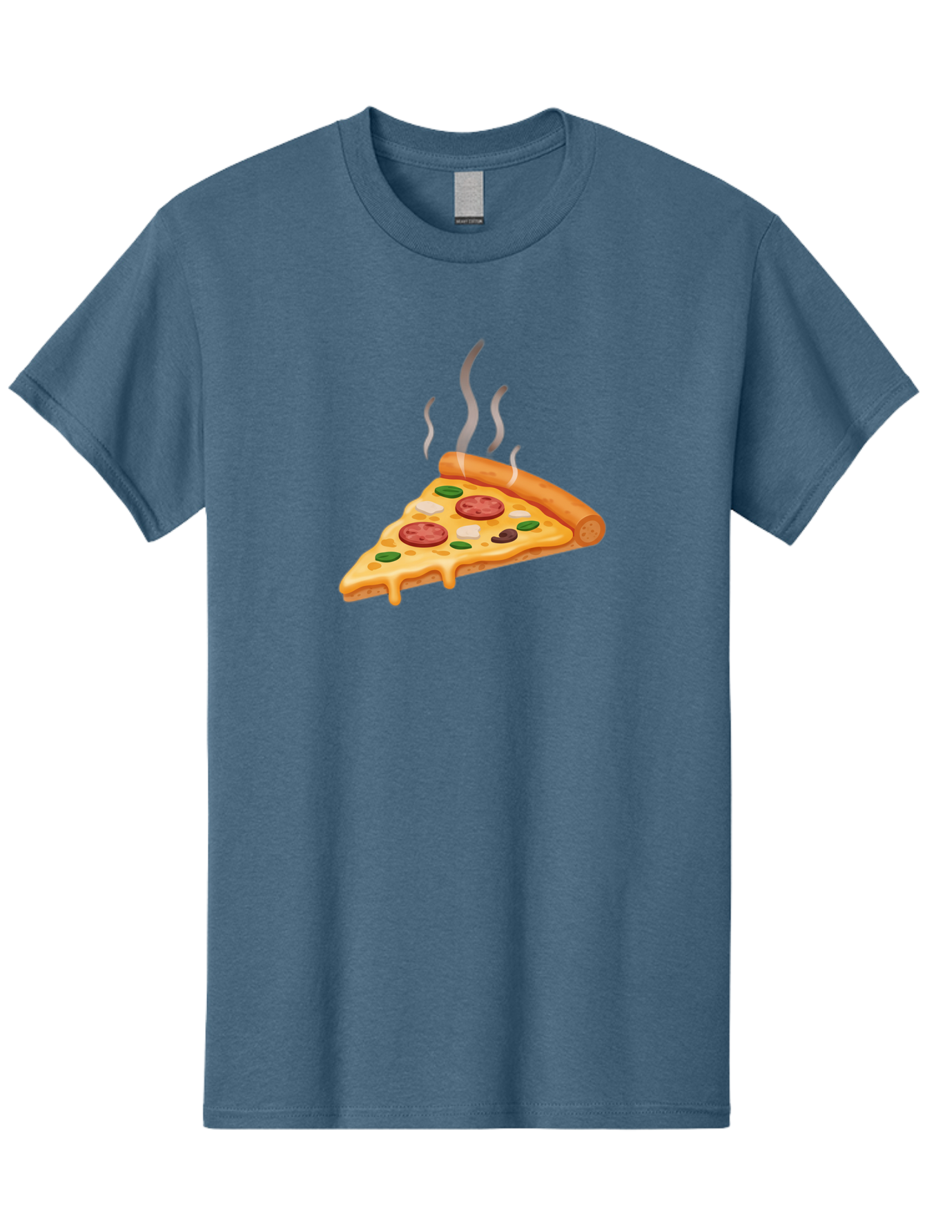 Pizza-Slice-25 Men'S Graphic Tee, 100% Cotton, Comfortable Casual Summer Wear, Machine Washable, Hot Pizza Slice, Melted Cheese, Pepperoni, Green Peppers, Olives, Italian Cuisine, Delicious Food, Savory Toppings, Foodie, Pizza Lovers Bac286