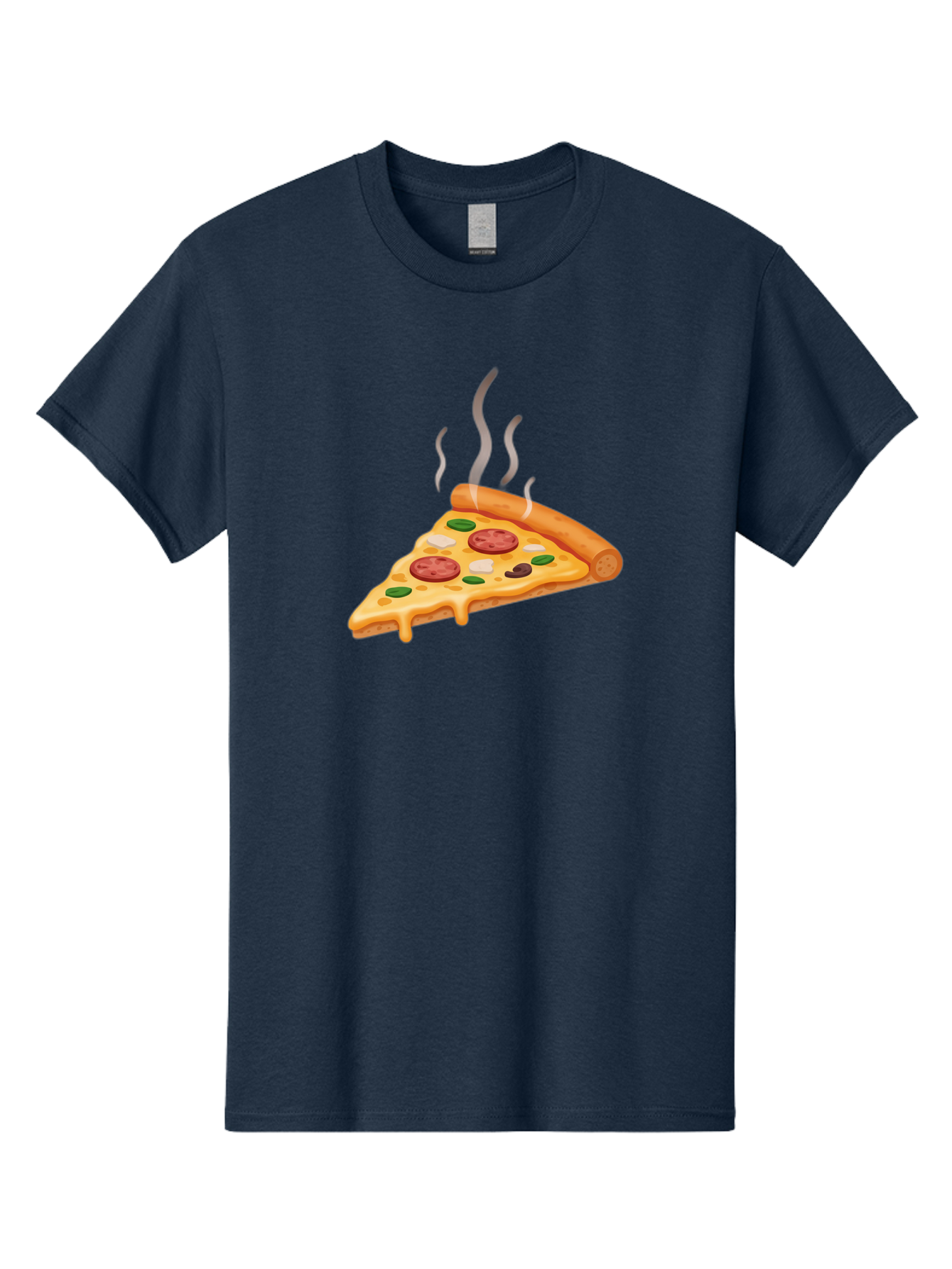Pizza-Slice-25 Men'S Graphic Tee, 100% Cotton, Comfortable Casual Summer Wear, Machine Washable, Hot Pizza Slice, Melted Cheese, Pepperoni, Green Peppers, Olives, Italian Cuisine, Delicious Food, Savory Toppings, Foodie, Pizza Lovers Bac286