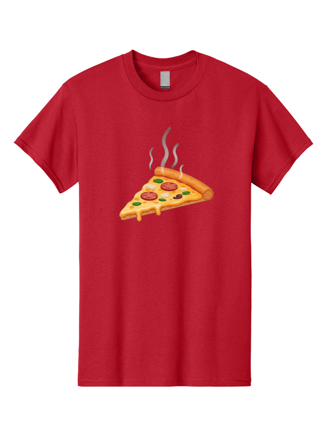 Pizza-Slice-25 Men'S Graphic Tee, 100% Cotton, Comfortable Casual Summer Wear, Machine Washable, Hot Pizza Slice, Melted Cheese, Pepperoni, Green Peppers, Olives, Italian Cuisine, Delicious Food, Savory Toppings, Foodie, Pizza Lovers Bac286