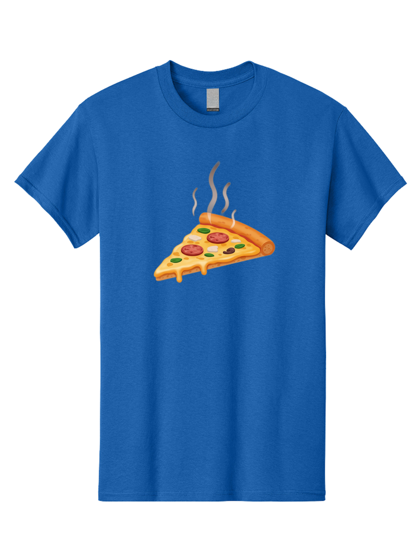 Pizza-Slice-25 Men'S Graphic Tee, 100% Cotton, Comfortable Casual Summer Wear, Machine Washable, Hot Pizza Slice, Melted Cheese, Pepperoni, Green Peppers, Olives, Italian Cuisine, Delicious Food, Savory Toppings, Foodie, Pizza Lovers Bac286