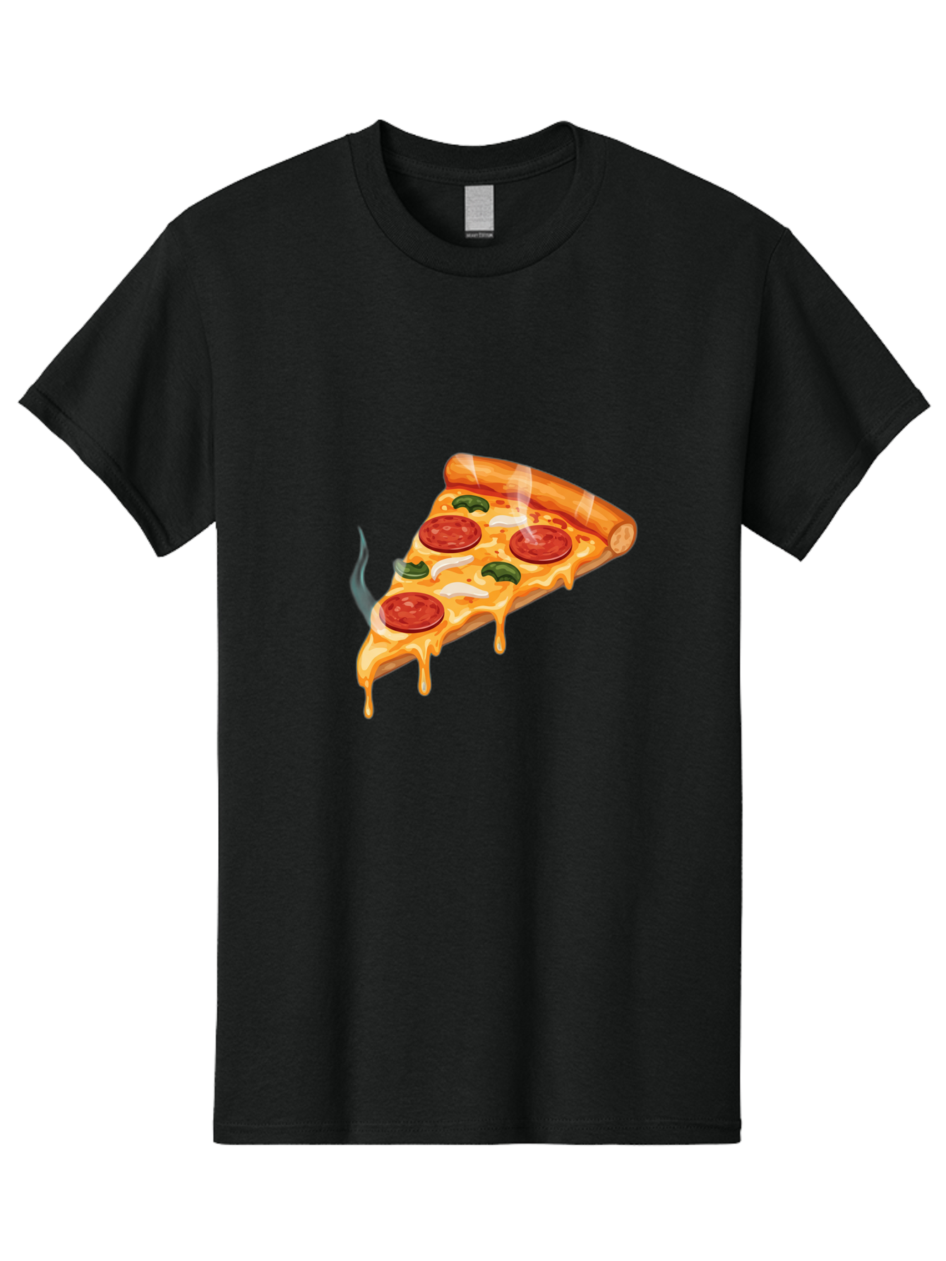 Pizza-Slice-26 Men'S Graphic Tee, 100% Cotton, Comfortable Casual Summer Wear, Machine Washable, Pepperoni Pizza Slice, Melting Cheese, Hot Pizza, Delicious Meal, Italian Food, Tasty Treat, Savory Flavors, Gooey Cheese, Pepperoni Slices Bac287