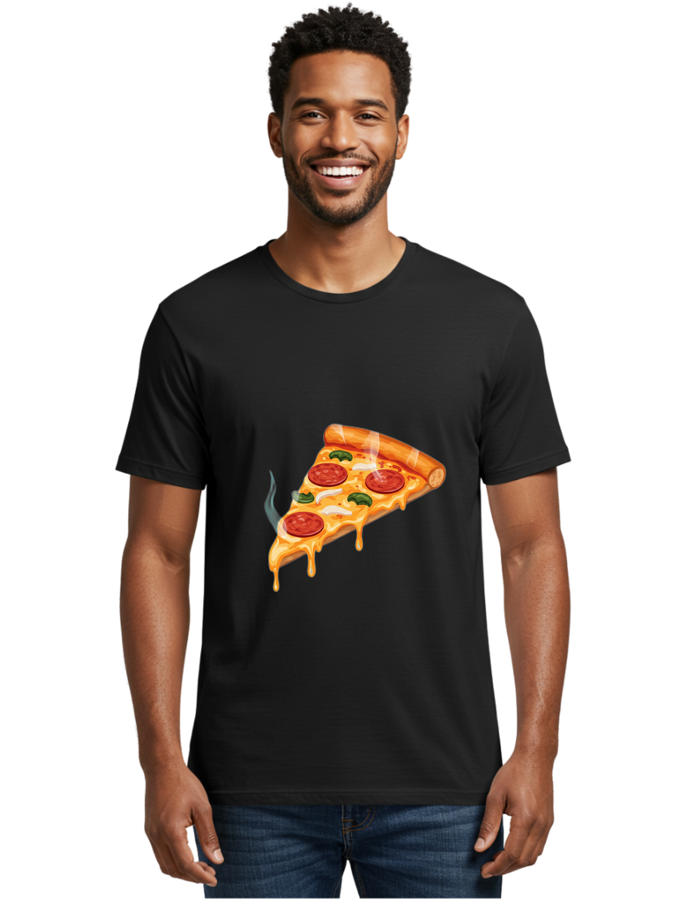 Pizza-Slice-26 Men'S Graphic Tee, 100% Cotton, Comfortable Casual Summer Wear, Machine Washable, Pepperoni Pizza Slice, Melting Cheese, Hot Pizza, Delicious Meal, Italian Food, Tasty Treat, Savory Flavors, Gooey Cheese, Pepperoni Slices Bac287