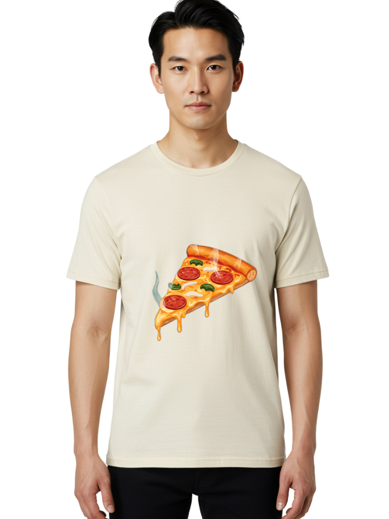 Pizza-Slice-26 Men'S Graphic Tee, 100% Cotton, Comfortable Casual Summer Wear, Machine Washable, Pepperoni Pizza Slice, Melting Cheese, Hot Pizza, Delicious Meal, Italian Food, Tasty Treat, Savory Flavors, Gooey Cheese, Pepperoni Slices Bac287
