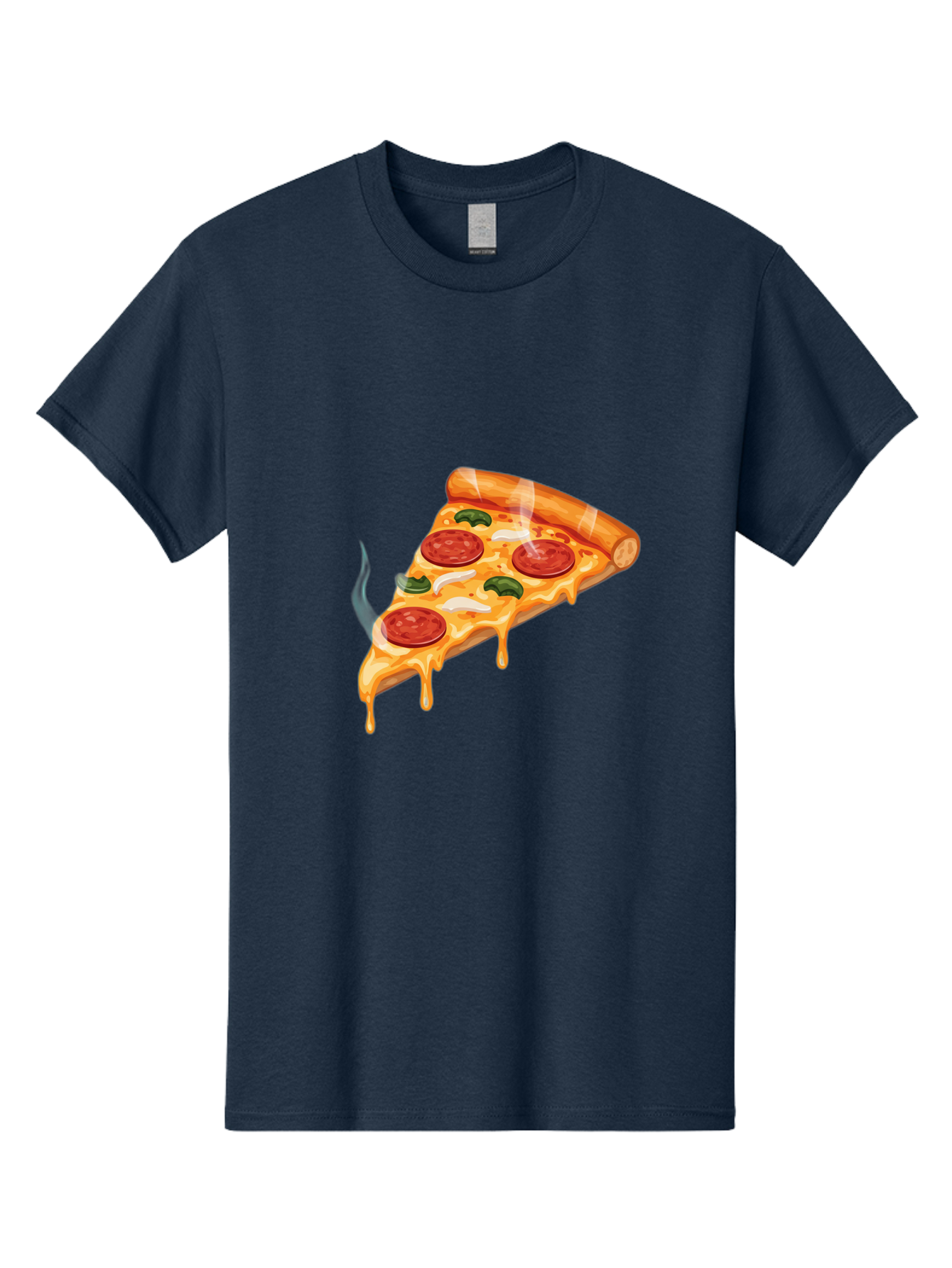 Pizza-Slice-26 Men'S Graphic Tee, 100% Cotton, Comfortable Casual Summer Wear, Machine Washable, Pepperoni Pizza Slice, Melting Cheese, Hot Pizza, Delicious Meal, Italian Food, Tasty Treat, Savory Flavors, Gooey Cheese, Pepperoni Slices Bac287