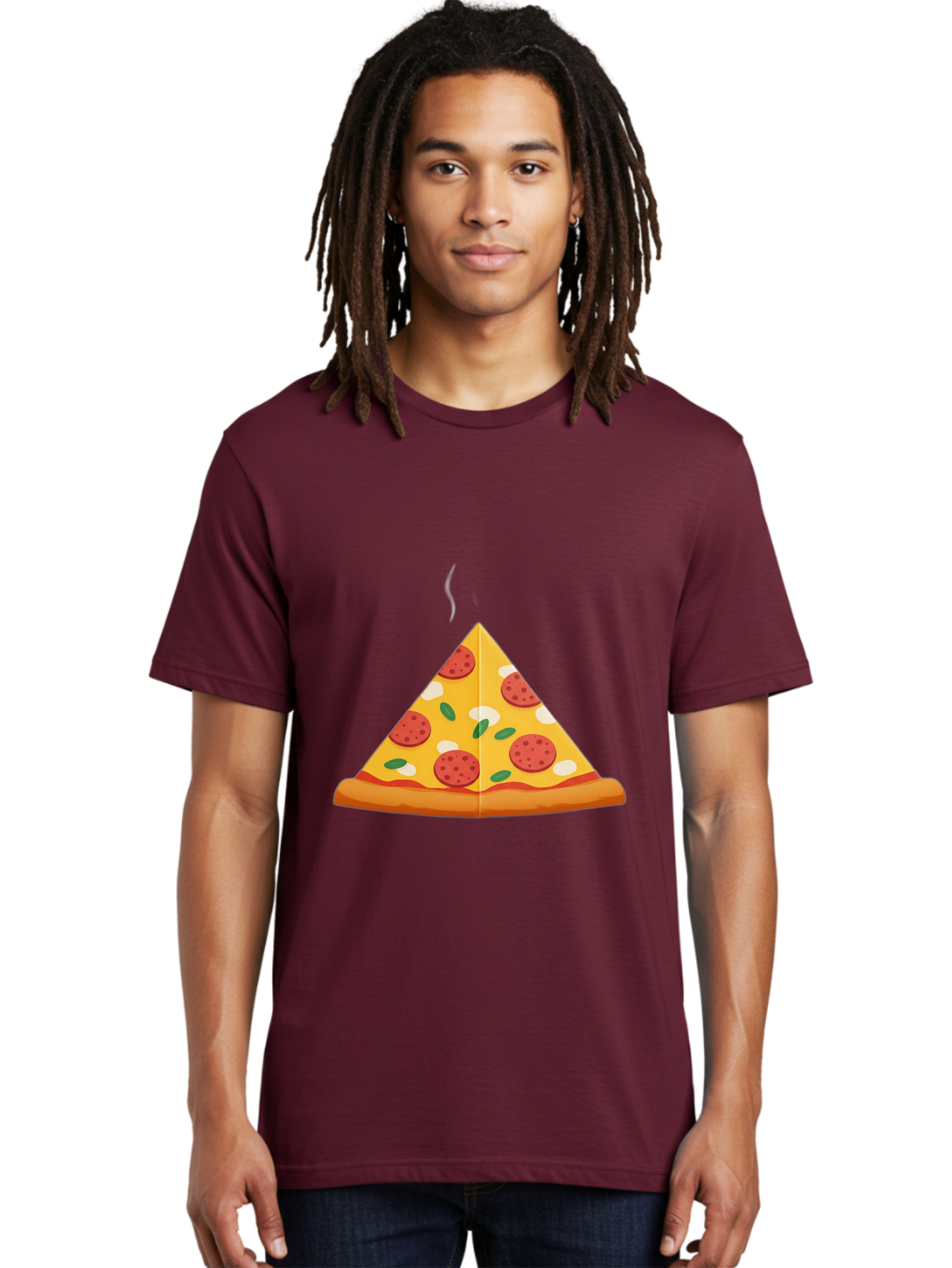 Pizza-Slice-27 Men'S Graphic Tee, 100% Cotton, Comfortable Casual Summer Wear, Machine Washable, Pepperoni Pizza Slice, Hot Pizza, Pepperoni, Mozzarella Cheese, Green Olives, Baked Pizza, Italian Food, Savory Treat, Cheesy Goodness, Bac288