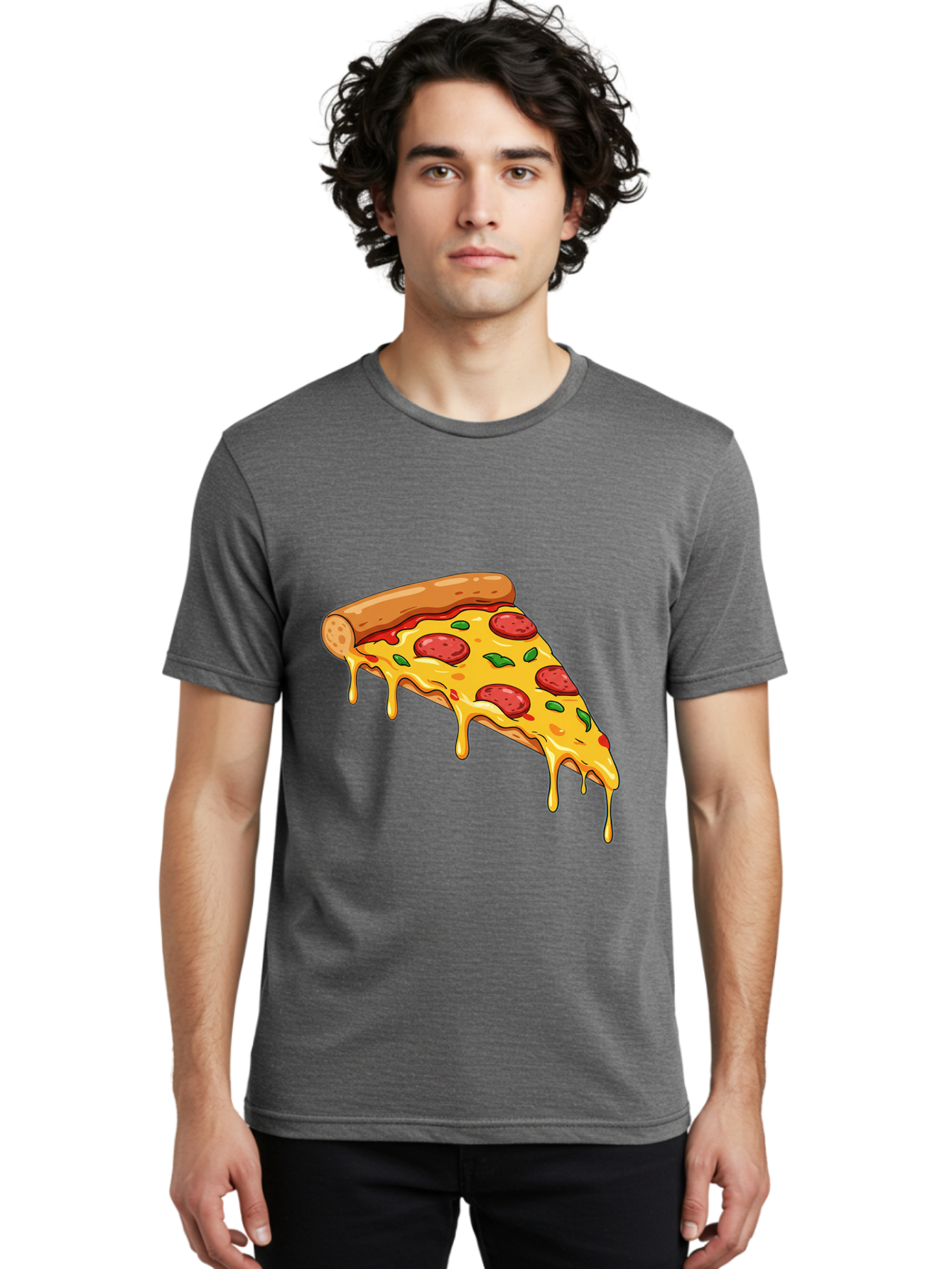 Pizza-Slice-29 Men'S Graphic Tee, 100% Cotton, Comfortable Casual Summer Wear, Machine Washable, Pepperoni Pizza, Cheesy Goodness, Melted Cheese, Italian Food, Pizza Slice, Savory Toppings, Delicious Pizza, Cheesy Delight Bac290