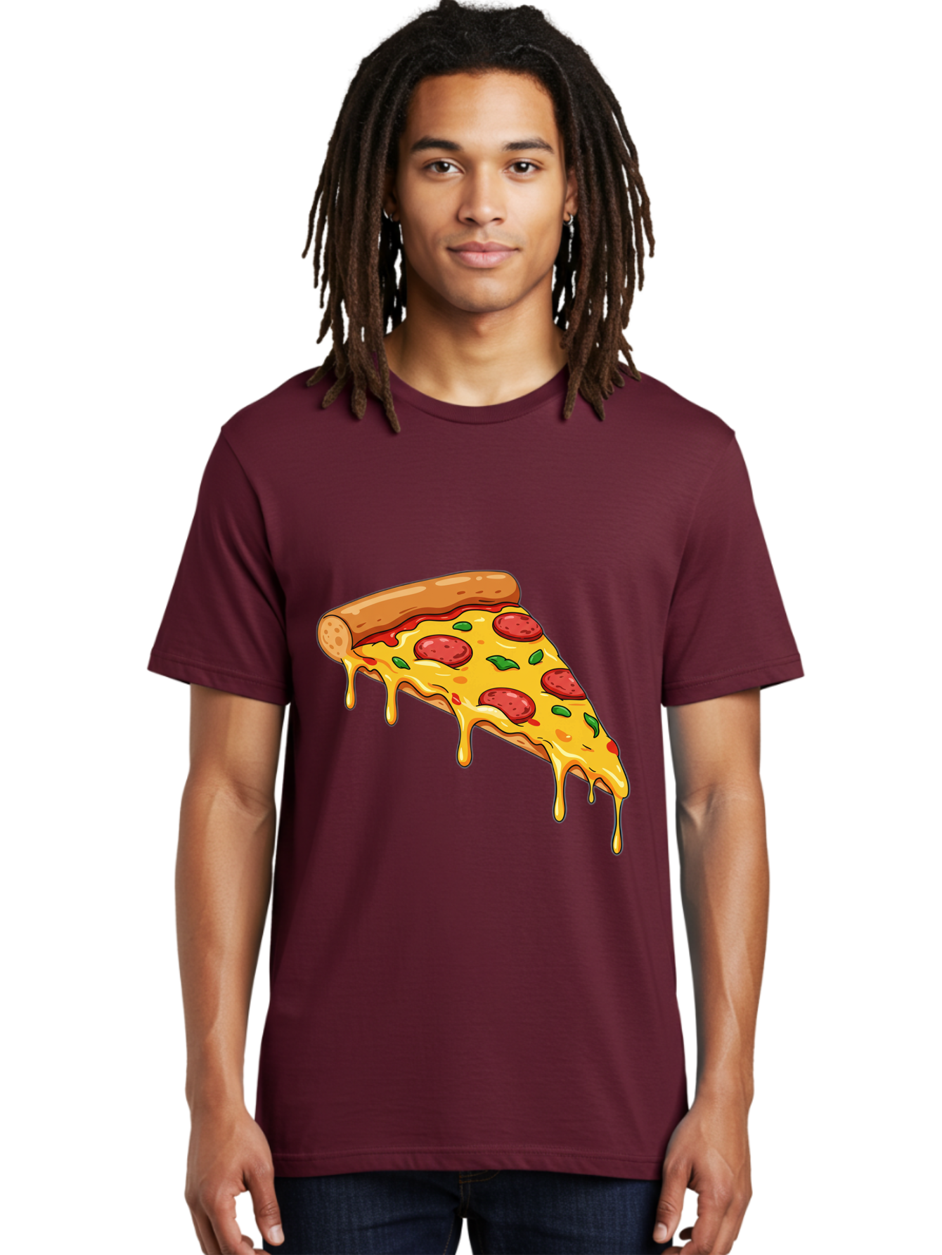 Pizza-Slice-29 Men'S Graphic Tee, 100% Cotton, Comfortable Casual Summer Wear, Machine Washable, Pepperoni Pizza, Cheesy Goodness, Melted Cheese, Italian Food, Pizza Slice, Savory Toppings, Delicious Pizza, Cheesy Delight Bac290
