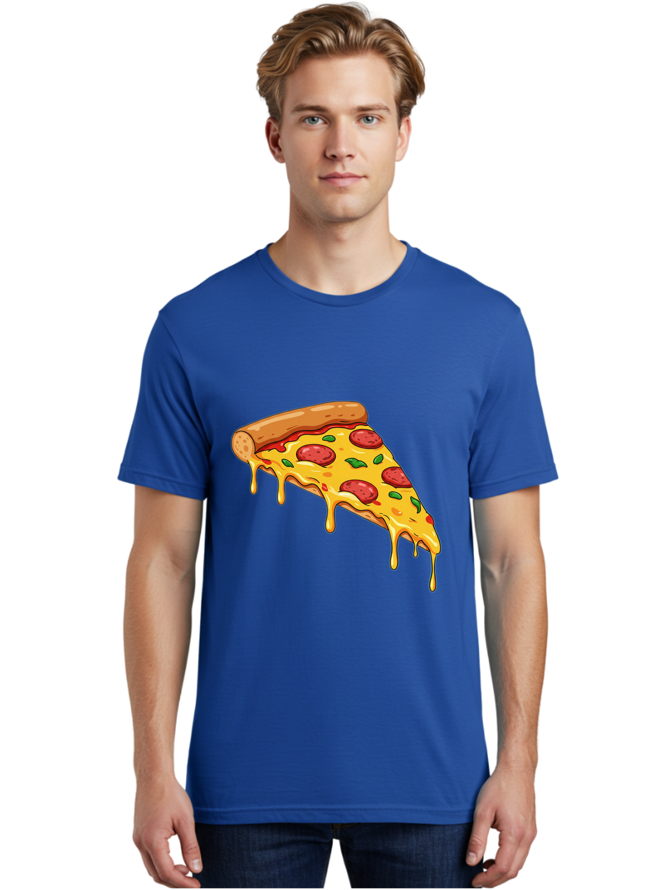 Pizza-Slice-29 Men'S Graphic Tee, 100% Cotton, Comfortable Casual Summer Wear, Machine Washable, Pepperoni Pizza, Cheesy Goodness, Melted Cheese, Italian Food, Pizza Slice, Savory Toppings, Delicious Pizza, Cheesy Delight Bac290