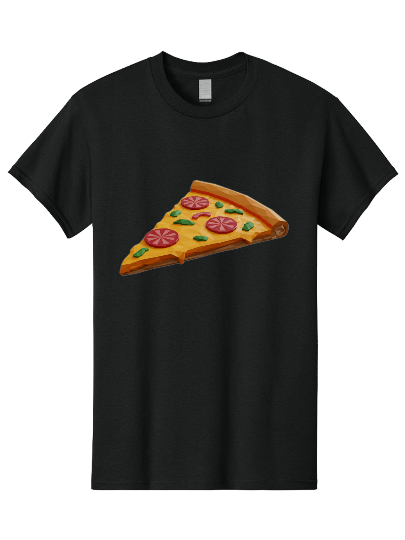 Pizza-Slice-3 Men'S Graphic Tee, 100% Cotton, Comfortable Casual Summer Wear, Machine Washable, Pizza Slice, Pepperoni, Basil Leaves, Italian Cuisine, Cheesy Goodness, Tasty Toppings, Food Graphics, Digital Illustration Bac291