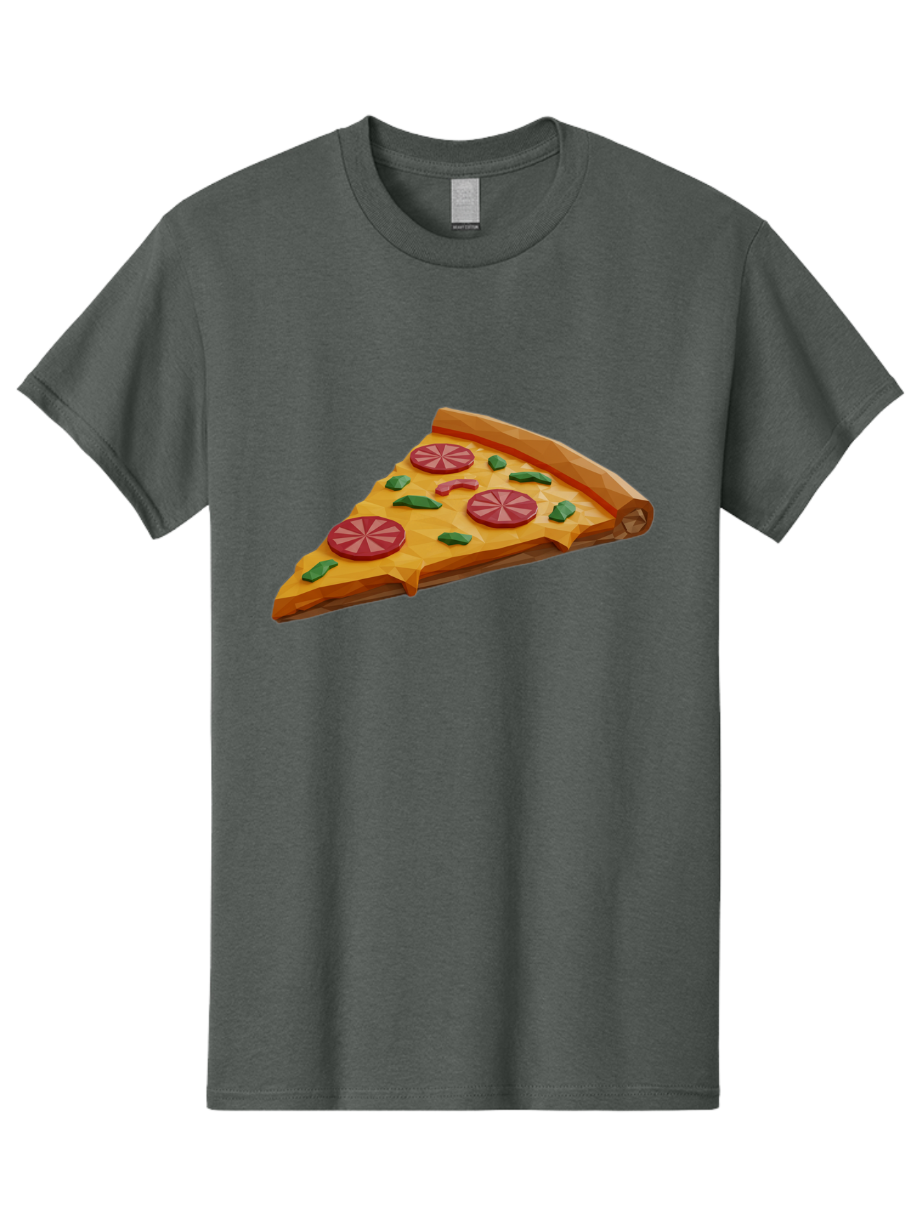 Pizza-Slice-3 Men'S Graphic Tee, 100% Cotton, Comfortable Casual Summer Wear, Machine Washable, Pizza Slice, Pepperoni, Basil Leaves, Italian Cuisine, Cheesy Goodness, Tasty Toppings, Food Graphics, Digital Illustration Bac291