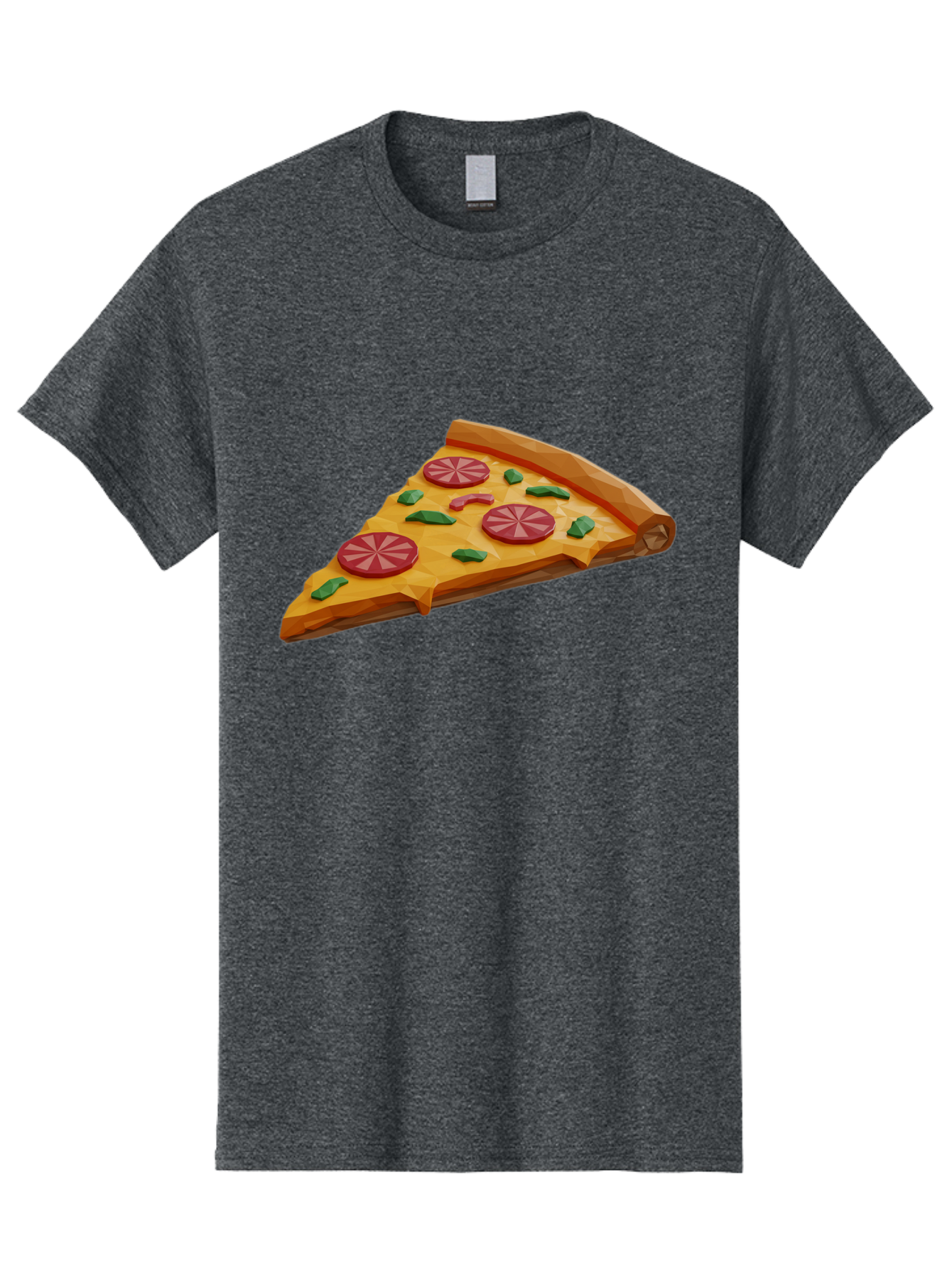 Pizza-Slice-3 Men'S Graphic Tee, 100% Cotton, Comfortable Casual Summer Wear, Machine Washable, Pizza Slice, Pepperoni, Basil Leaves, Italian Cuisine, Cheesy Goodness, Tasty Toppings, Food Graphics, Digital Illustration Bac291