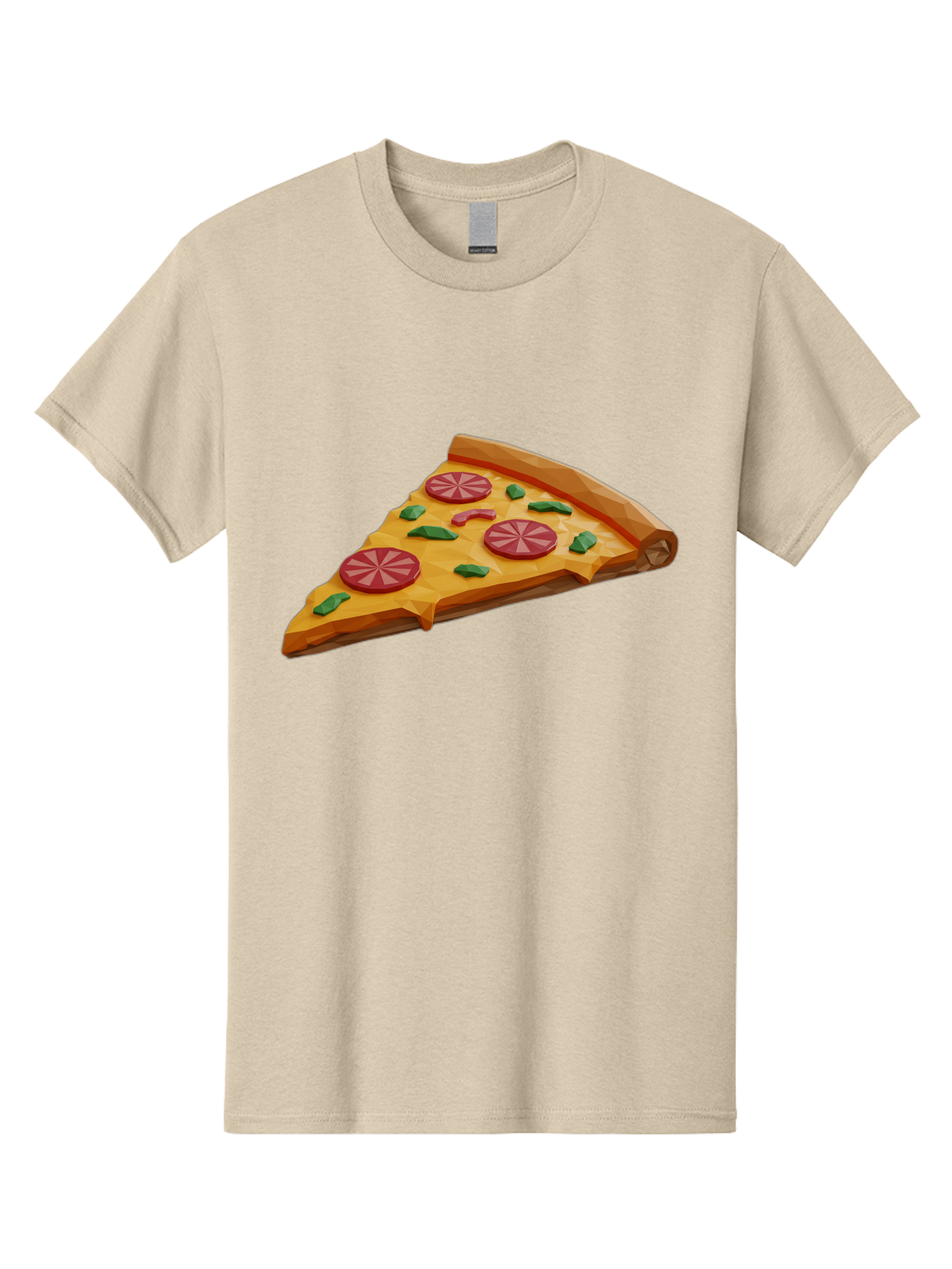 Pizza-Slice-3 Men'S Graphic Tee, 100% Cotton, Comfortable Casual Summer Wear, Machine Washable, Pizza Slice, Pepperoni, Basil Leaves, Italian Cuisine, Cheesy Goodness, Tasty Toppings, Food Graphics, Digital Illustration Bac291