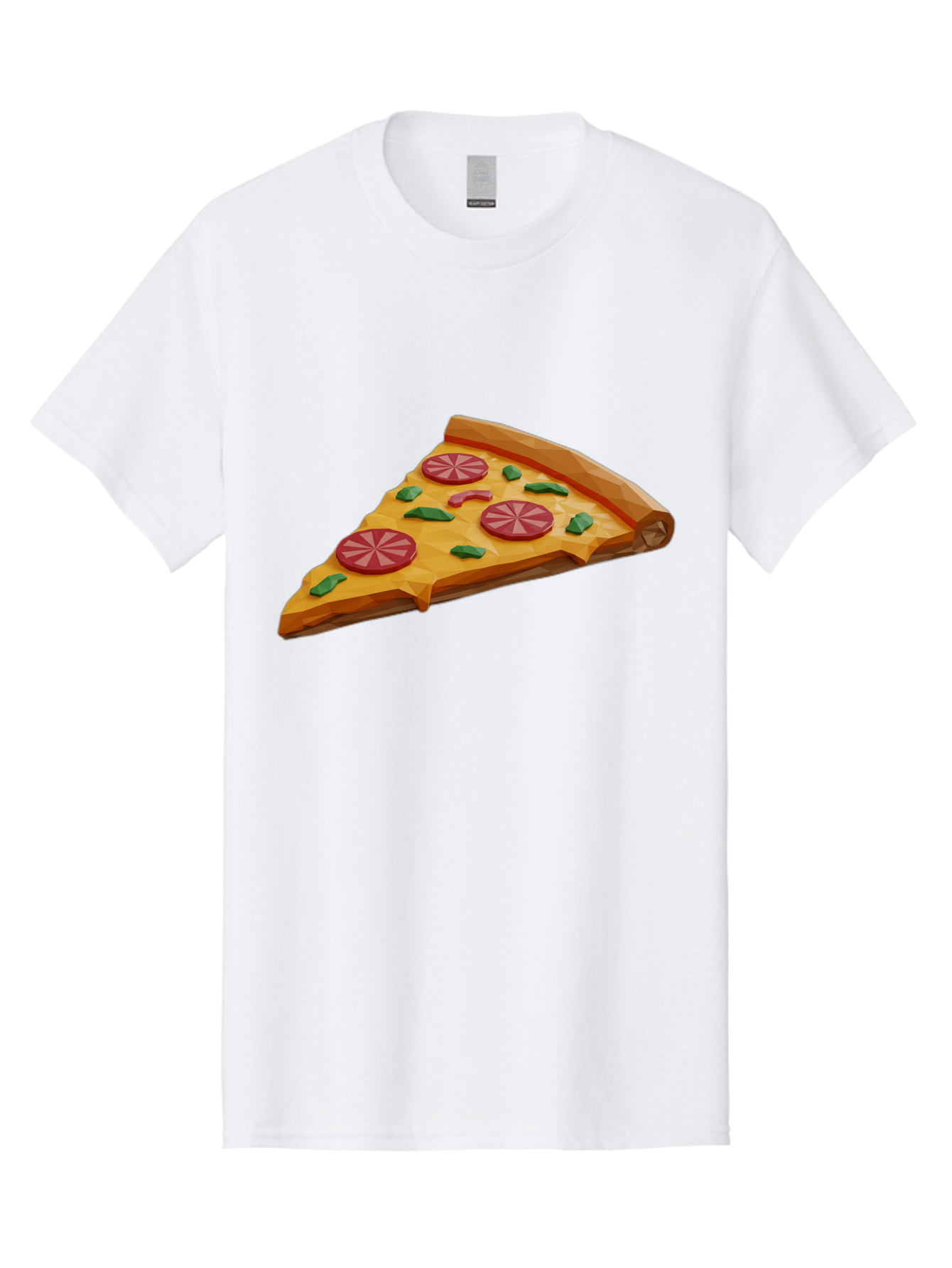 Pizza-Slice-3 Men'S Graphic Tee, 100% Cotton, Comfortable Casual Summer Wear, Machine Washable, Pizza Slice, Pepperoni, Basil Leaves, Italian Cuisine, Cheesy Goodness, Tasty Toppings, Food Graphics, Digital Illustration Bac291