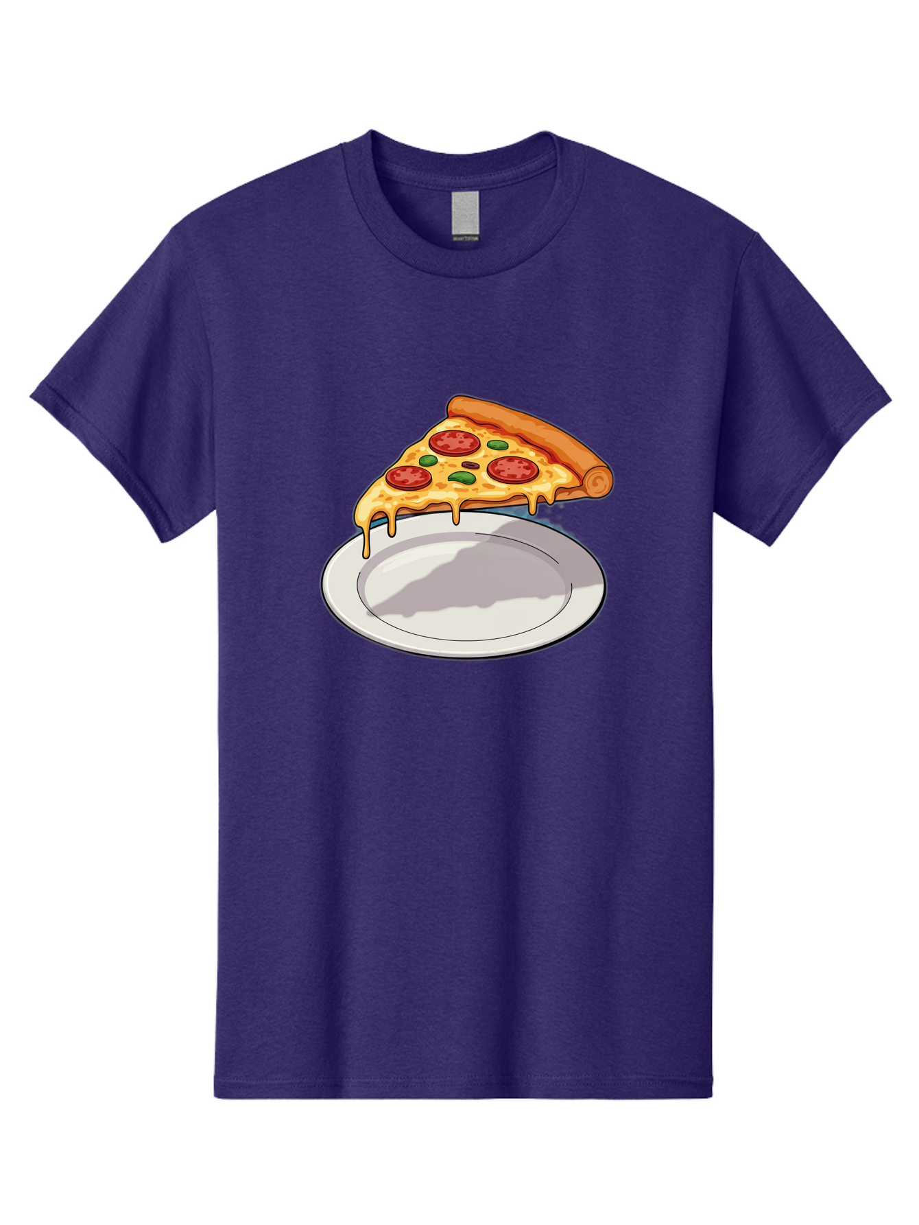 Pizza-Slice-30 Men'S Graphic Tee, 100% Cotton, Comfortable Casual Summer Wear, Machine Washable, Pizza Slice On A Plate, Gooey Cheese, Tomato Sauce, Basil Leaves, Italian Food, Delicious Meal, Appetizing Dish, Savory Flavors Bac292