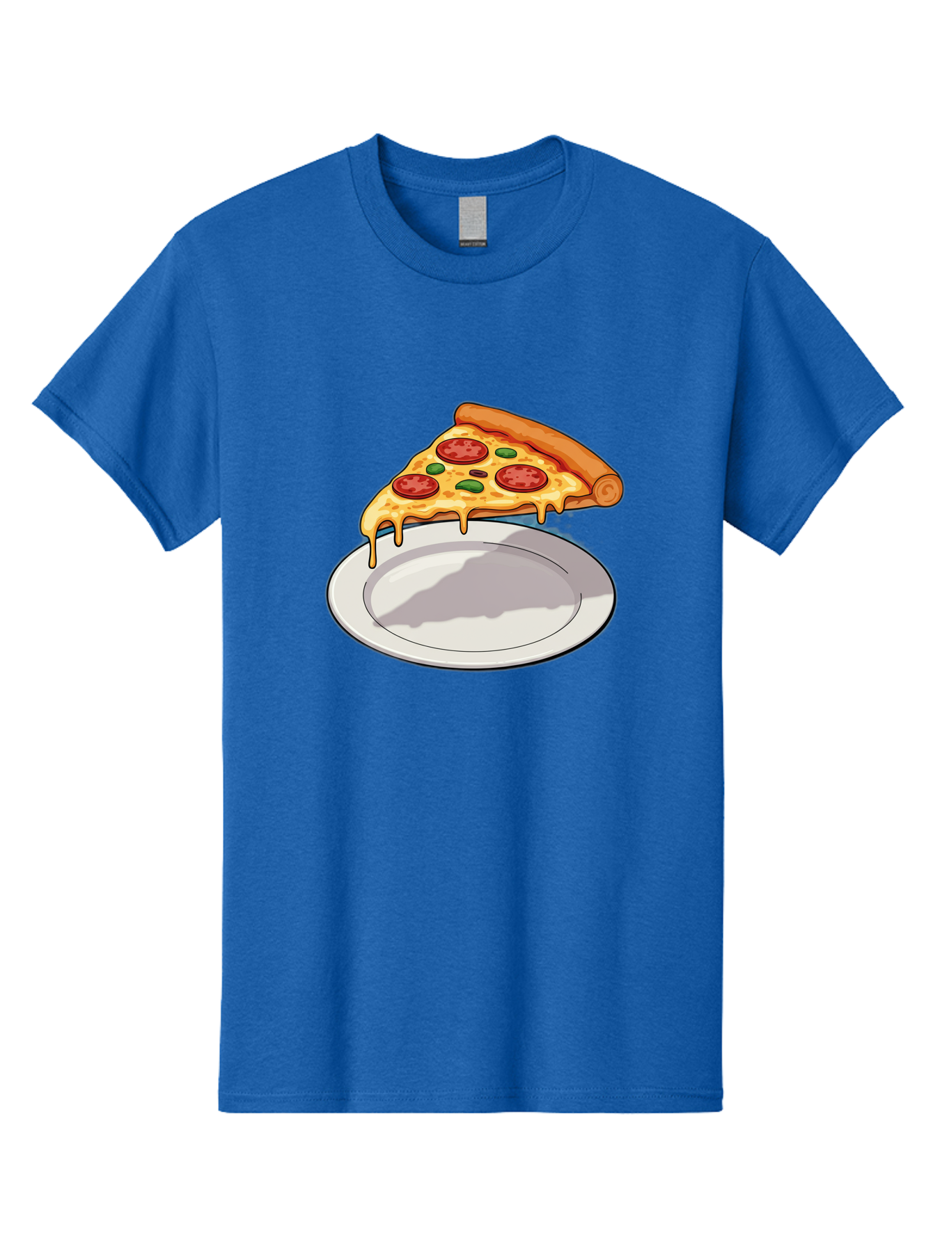 Pizza-Slice-30 Men'S Graphic Tee, 100% Cotton, Comfortable Casual Summer Wear, Machine Washable, Pizza Slice On A Plate, Gooey Cheese, Tomato Sauce, Basil Leaves, Italian Food, Delicious Meal, Appetizing Dish, Savory Flavors Bac292