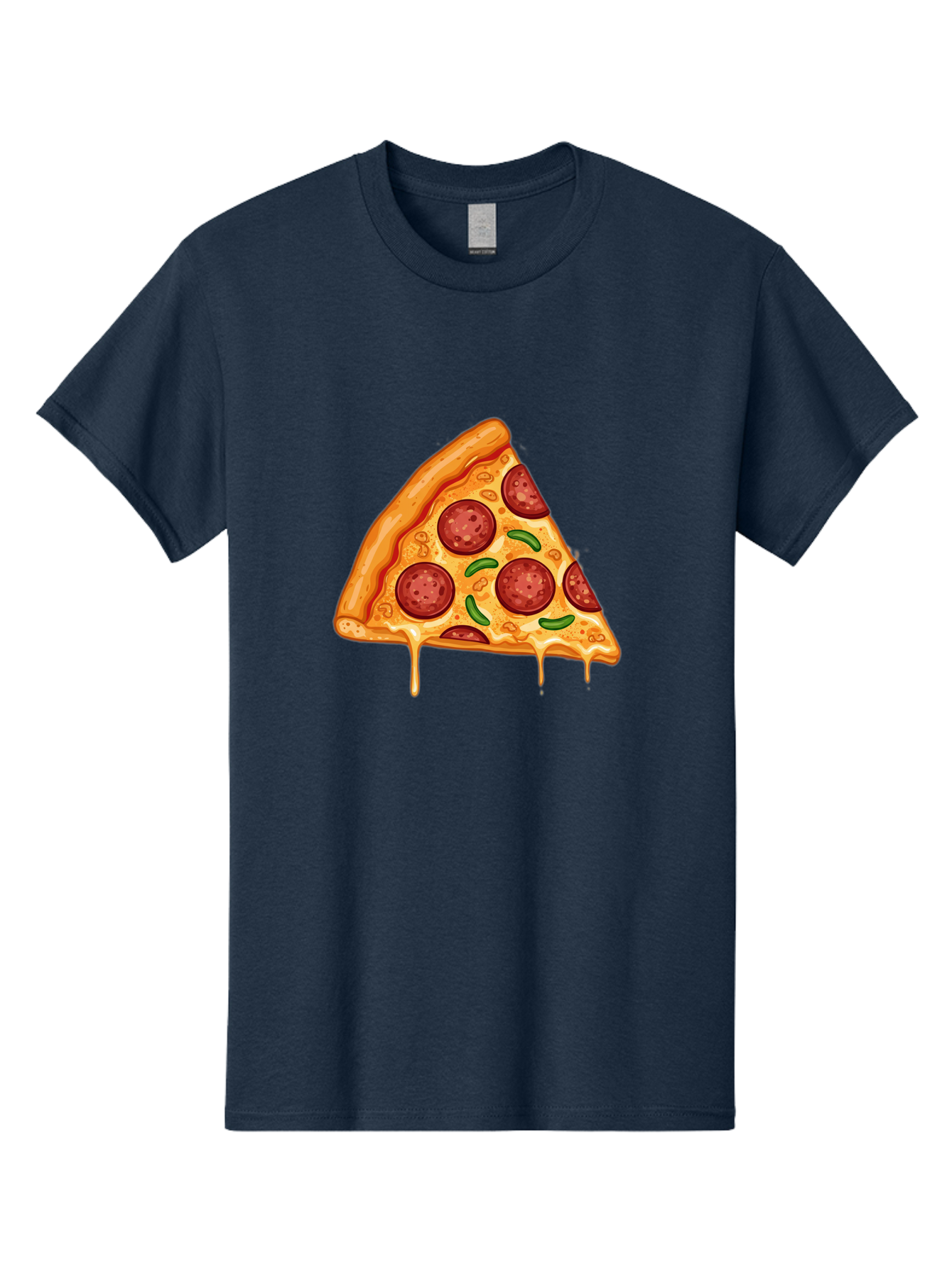 Pizza-Slice-32 Men'S Graphic Tee, 100% Cotton, Comfortable Casual Summer Wear, Machine Washable, Pepperoni Pizza Slice, Cheesy Goodness, Melted Cheese, Pepperoni Toppings, Jalapeno Slices, Italian Cuisine, Delicious Food, Savory Flavors, Bac294