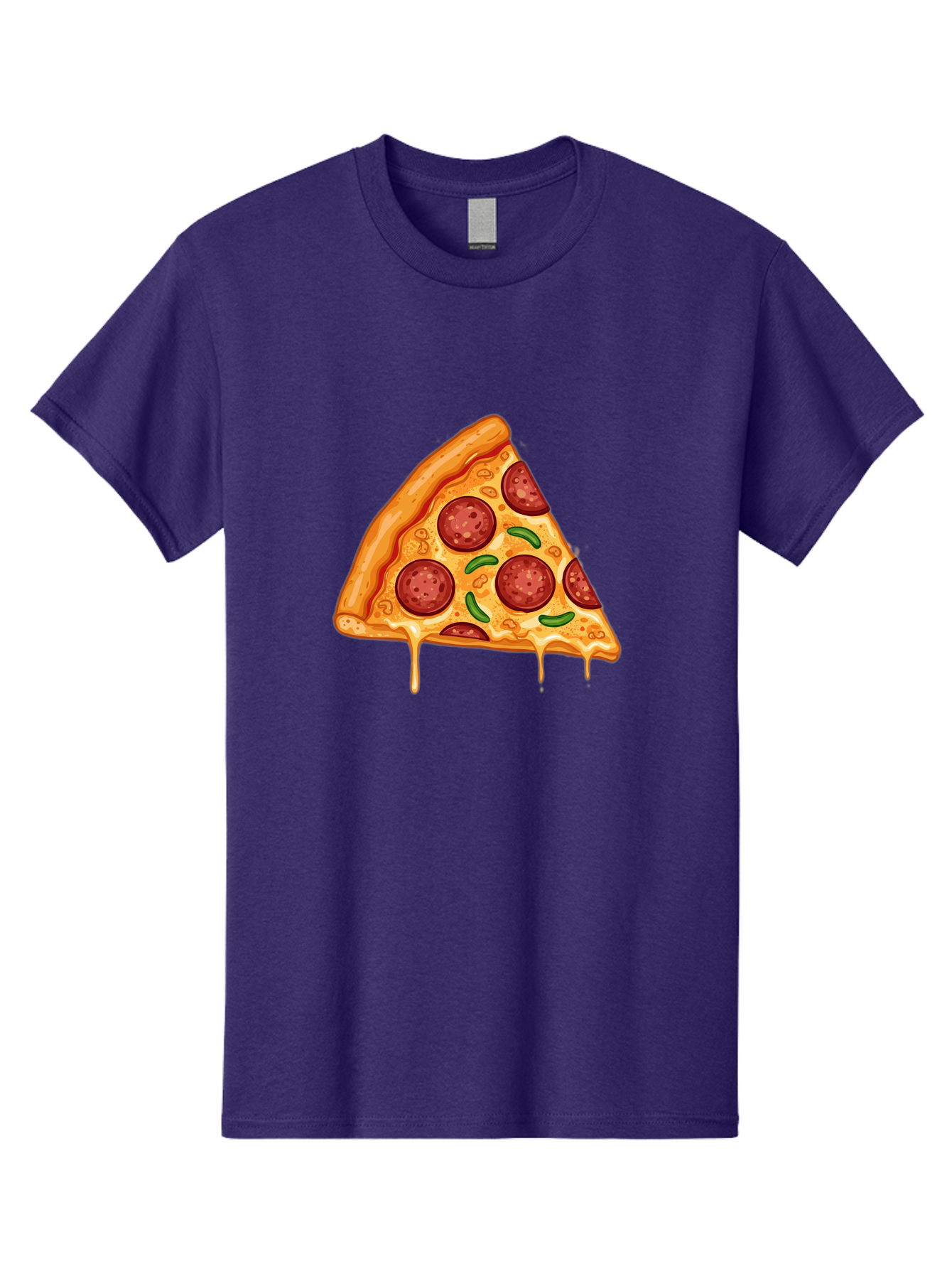 Pizza-Slice-32 Men'S Graphic Tee, 100% Cotton, Comfortable Casual Summer Wear, Machine Washable, Pepperoni Pizza Slice, Cheesy Goodness, Melted Cheese, Pepperoni Toppings, Jalapeno Slices, Italian Cuisine, Delicious Food, Savory Flavors, Bac294