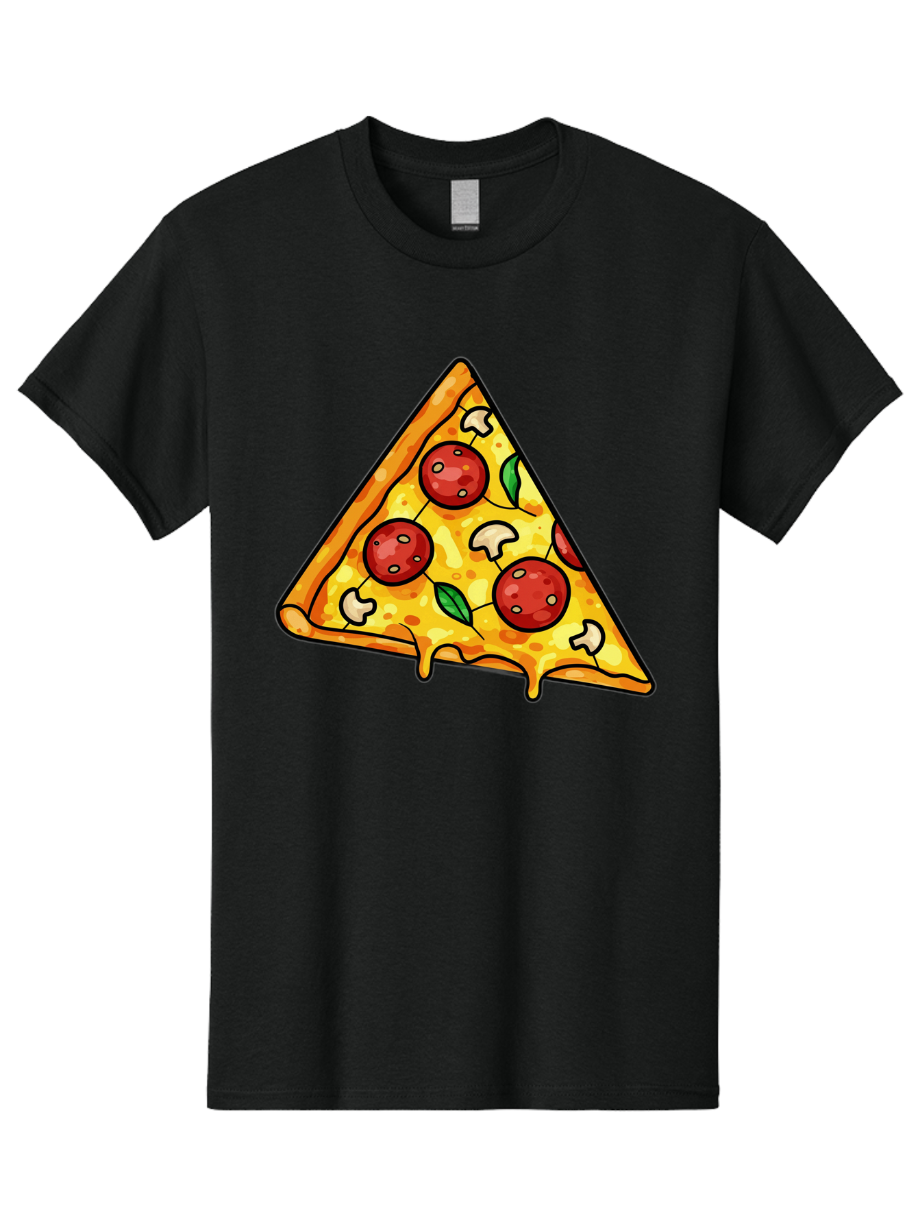 Pizza-Slice-34 Men'S Graphic Tee, 100% Cotton, Comfortable Casual Summer Wear, Machine Washable, Tasty Pizza, Melted Cheese, Pepperoni Pizza, Mushrooms, Basil, Cheesy Goodness, Savory Delight, Italian Cuisine, Foodie Favorite, Pizza Love Bac296