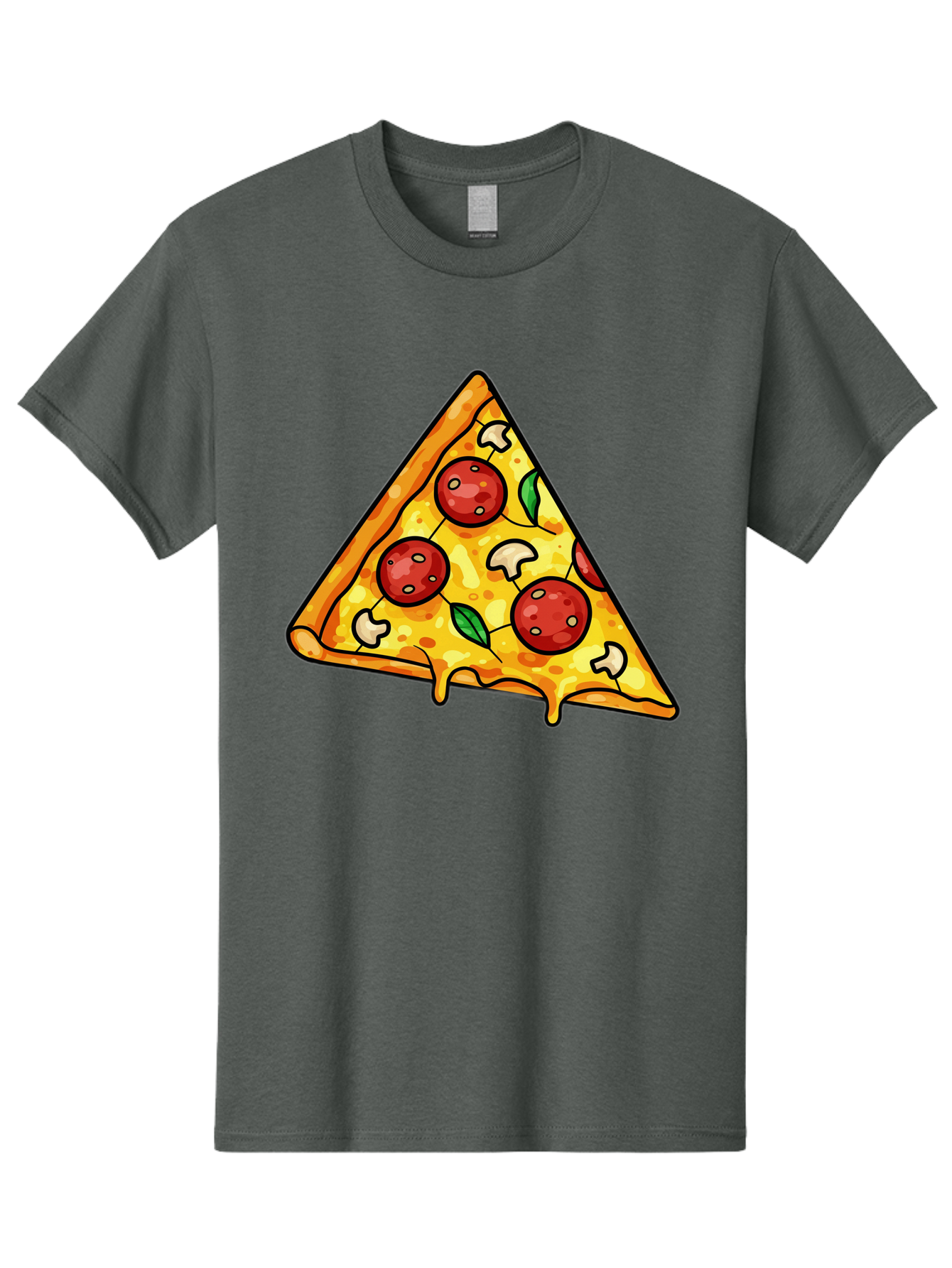 Pizza-Slice-34 Men'S Graphic Tee, 100% Cotton, Comfortable Casual Summer Wear, Machine Washable, Tasty Pizza, Melted Cheese, Pepperoni Pizza, Mushrooms, Basil, Cheesy Goodness, Savory Delight, Italian Cuisine, Foodie Favorite, Pizza Love Bac296