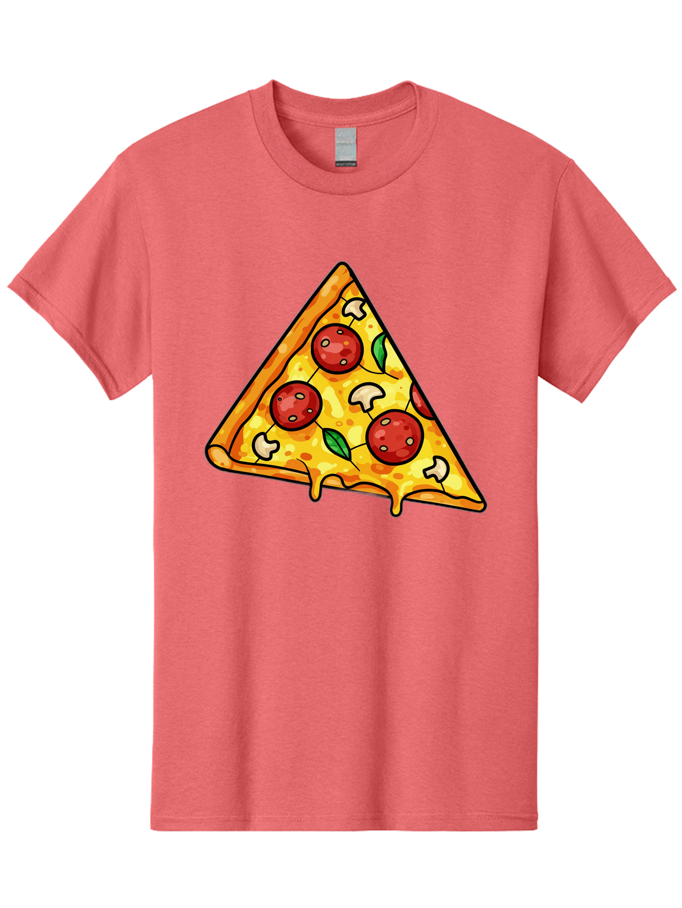 Pizza-Slice-34 Men'S Graphic Tee, 100% Cotton, Comfortable Casual Summer Wear, Machine Washable, Tasty Pizza, Melted Cheese, Pepperoni Pizza, Mushrooms, Basil, Cheesy Goodness, Savory Delight, Italian Cuisine, Foodie Favorite, Pizza Love Bac296