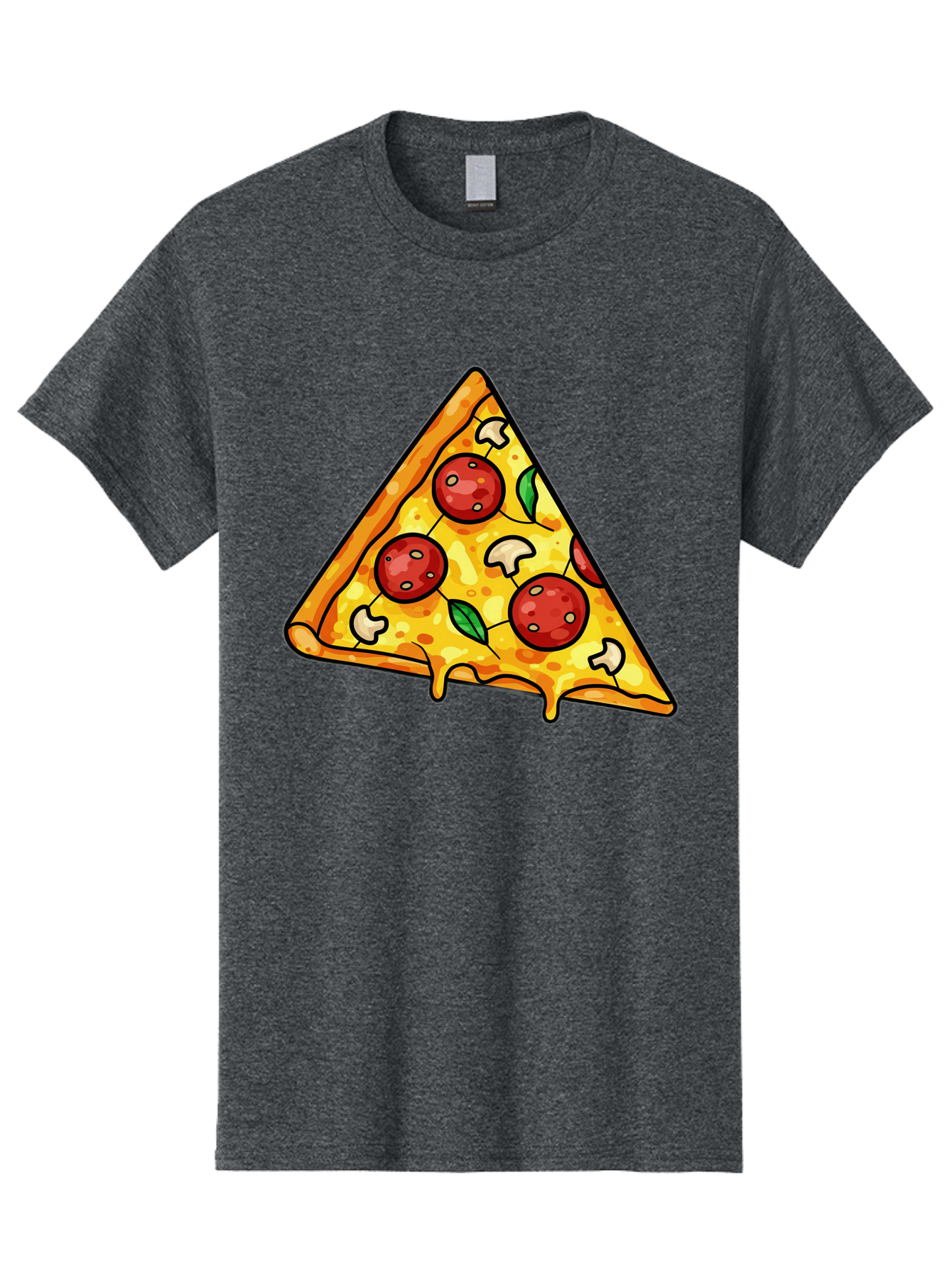 Pizza-Slice-34 Men'S Graphic Tee, 100% Cotton, Comfortable Casual Summer Wear, Machine Washable, Tasty Pizza, Melted Cheese, Pepperoni Pizza, Mushrooms, Basil, Cheesy Goodness, Savory Delight, Italian Cuisine, Foodie Favorite, Pizza Love Bac296