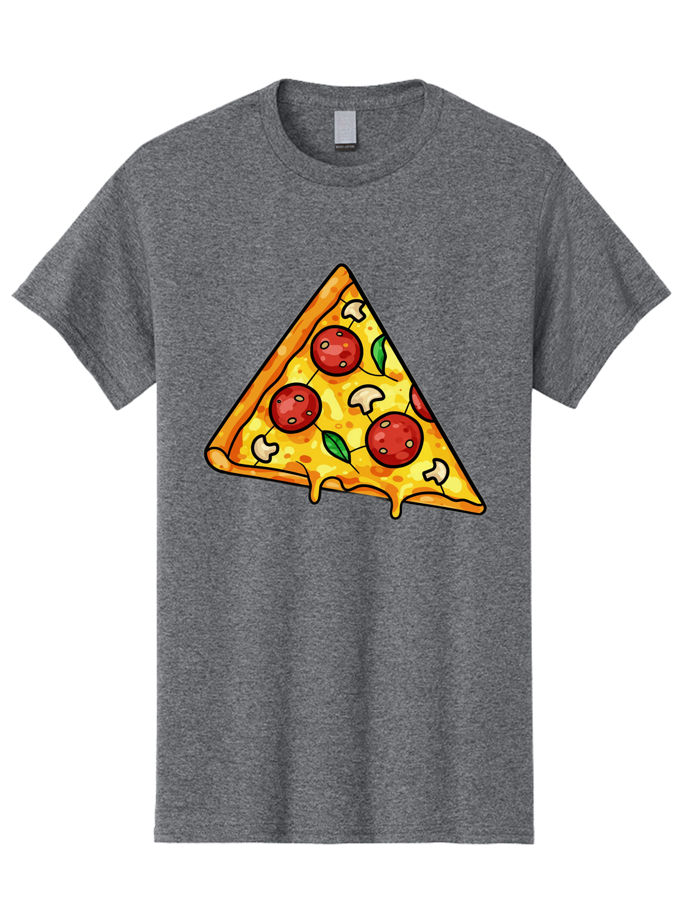 Pizza-Slice-34 Men'S Graphic Tee, 100% Cotton, Comfortable Casual Summer Wear, Machine Washable, Tasty Pizza, Melted Cheese, Pepperoni Pizza, Mushrooms, Basil, Cheesy Goodness, Savory Delight, Italian Cuisine, Foodie Favorite, Pizza Love Bac296