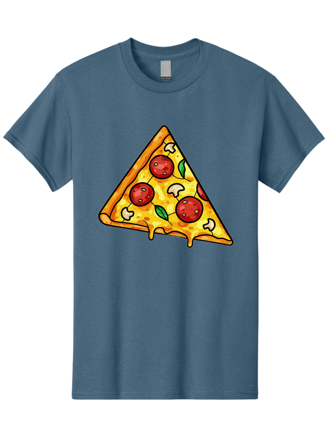 Pizza-Slice-34 Men'S Graphic Tee, 100% Cotton, Comfortable Casual Summer Wear, Machine Washable, Tasty Pizza, Melted Cheese, Pepperoni Pizza, Mushrooms, Basil, Cheesy Goodness, Savory Delight, Italian Cuisine, Foodie Favorite, Pizza Love Bac296