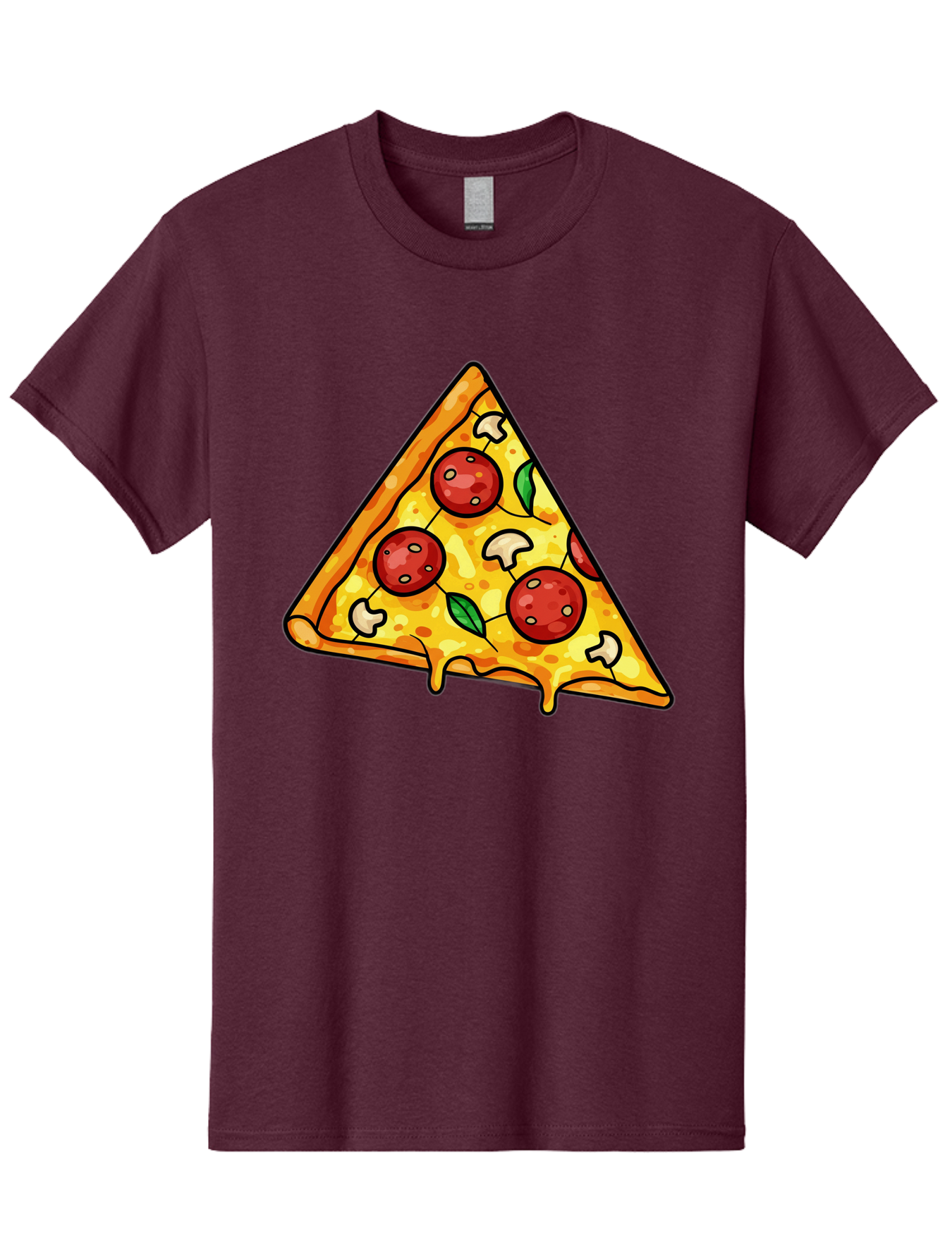 Pizza-Slice-34 Men'S Graphic Tee, 100% Cotton, Comfortable Casual Summer Wear, Machine Washable, Tasty Pizza, Melted Cheese, Pepperoni Pizza, Mushrooms, Basil, Cheesy Goodness, Savory Delight, Italian Cuisine, Foodie Favorite, Pizza Love Bac296